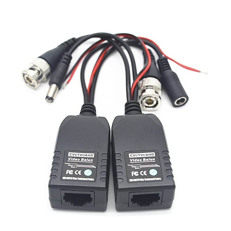 HD CVI/TVI/AHD BNC to RJ45 CAT5 UTP Passive Video Balun with Power Connectors,720P/1080P CCTV PTZ Camera System Transceiver