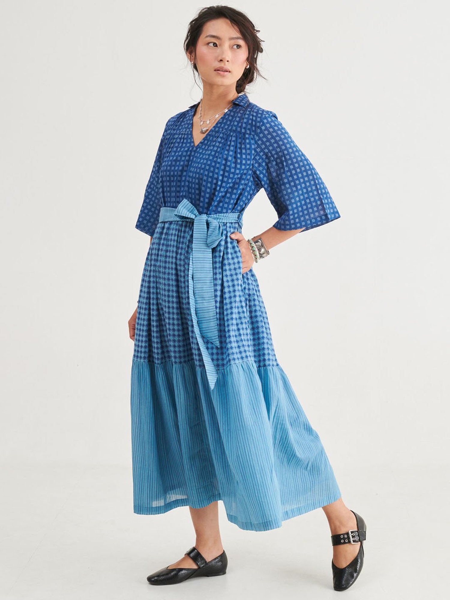 Prakriti Jaipur Indigo Checks Long Dress