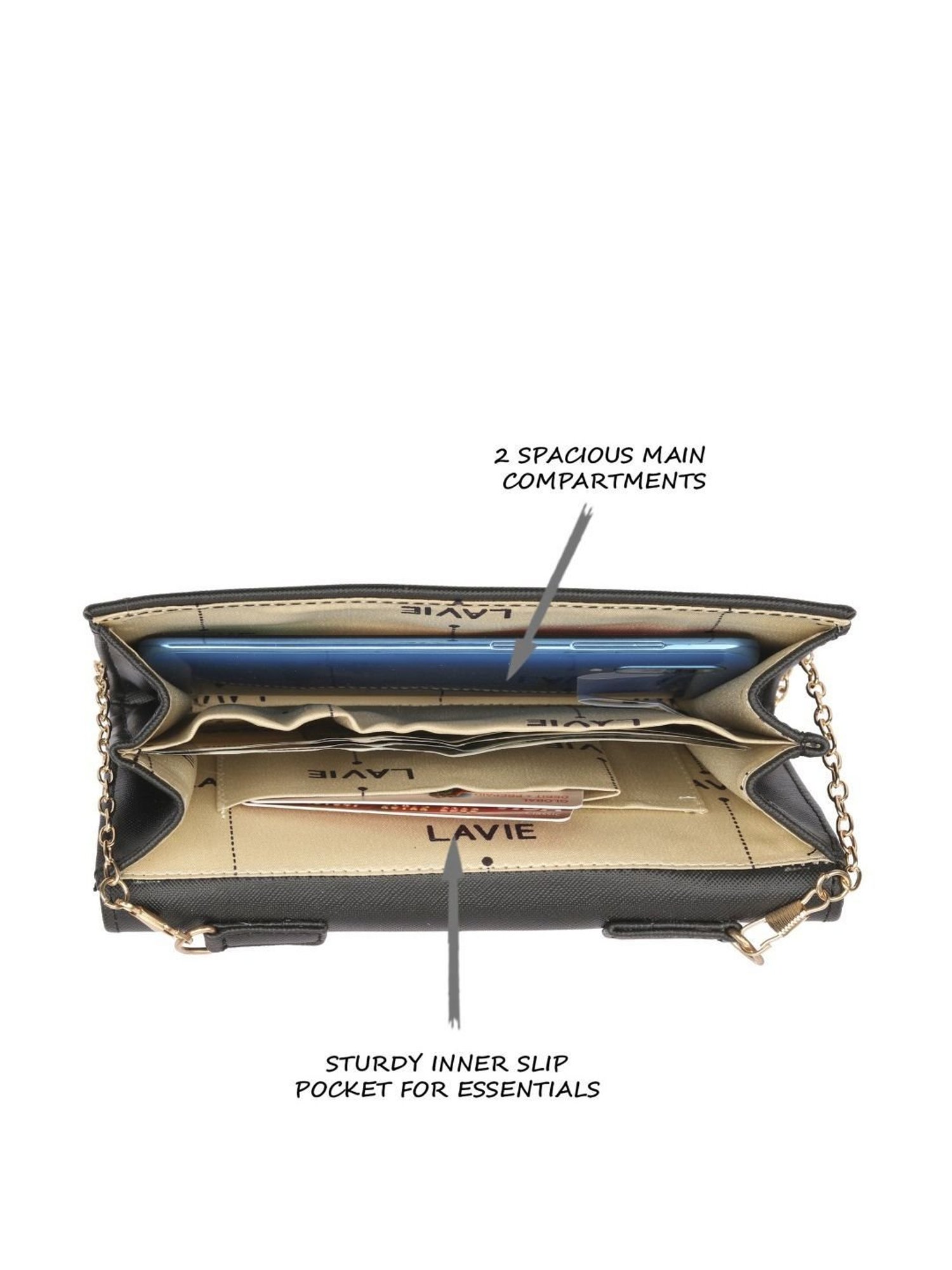 Lavie Ava Black Small Fold Over Clutch