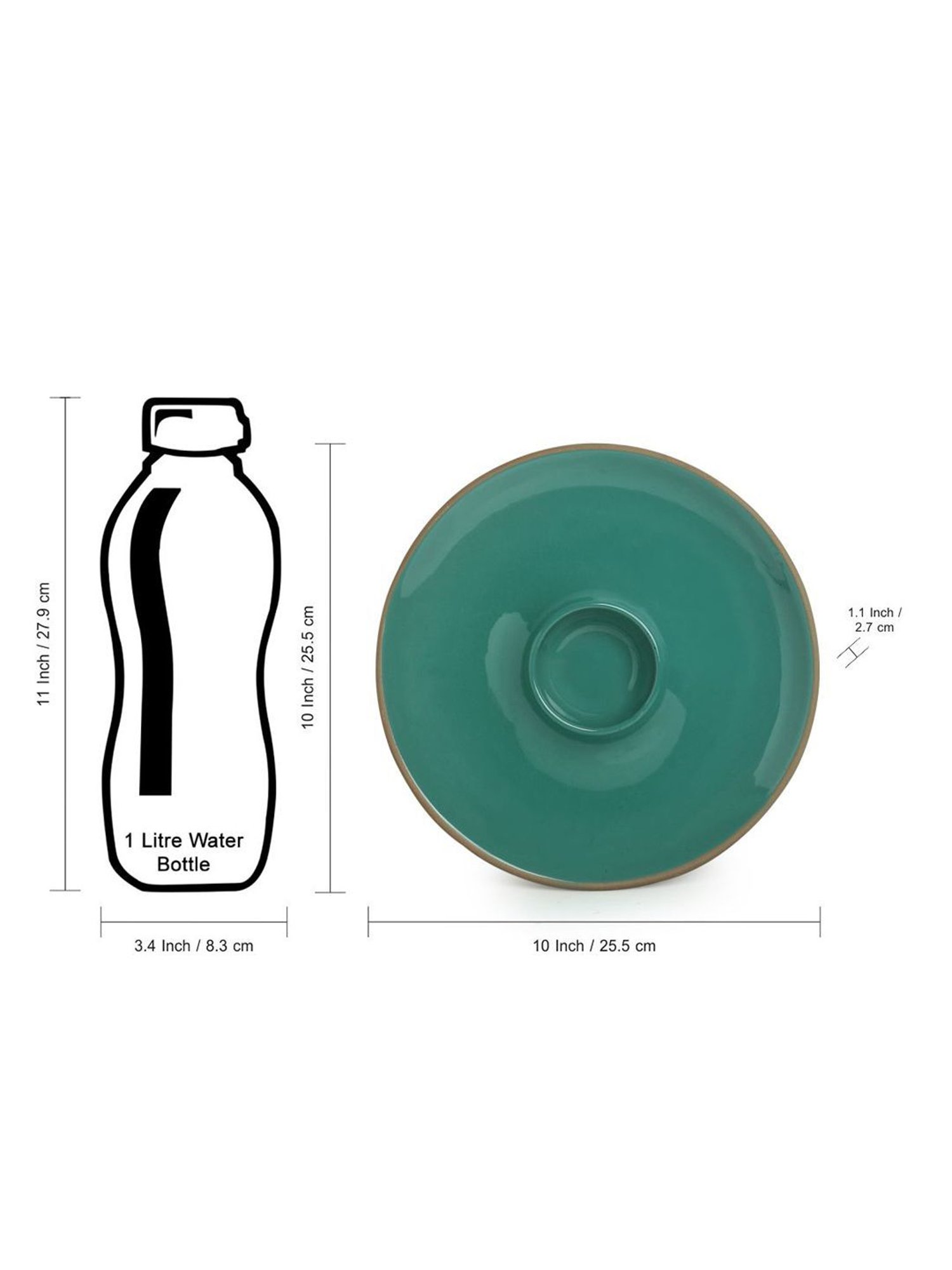 ExclusiveLane 'Earthen Turquoise' Hand Glazed Chip-N-Dip Serving Platter In Ceramic (Microwave Safe)