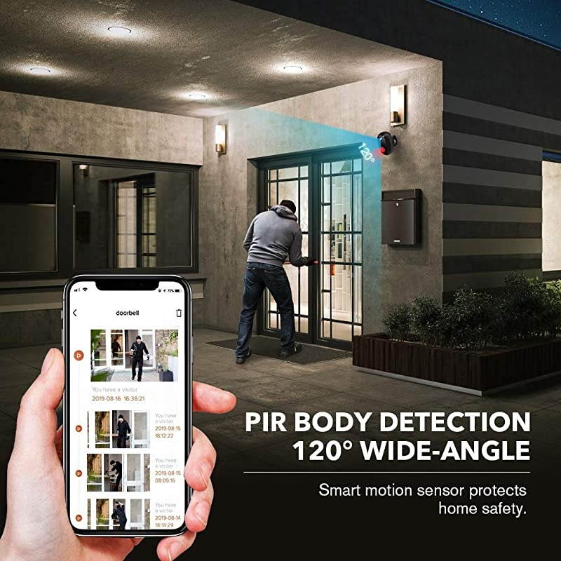 Camera Outdoor Wireless, Surveillance Rechargeable Battery-Powered WiFi 1080P Camera 10000mAh, PIR Motion Detection, 2Way Audio, Night Vision (Single)