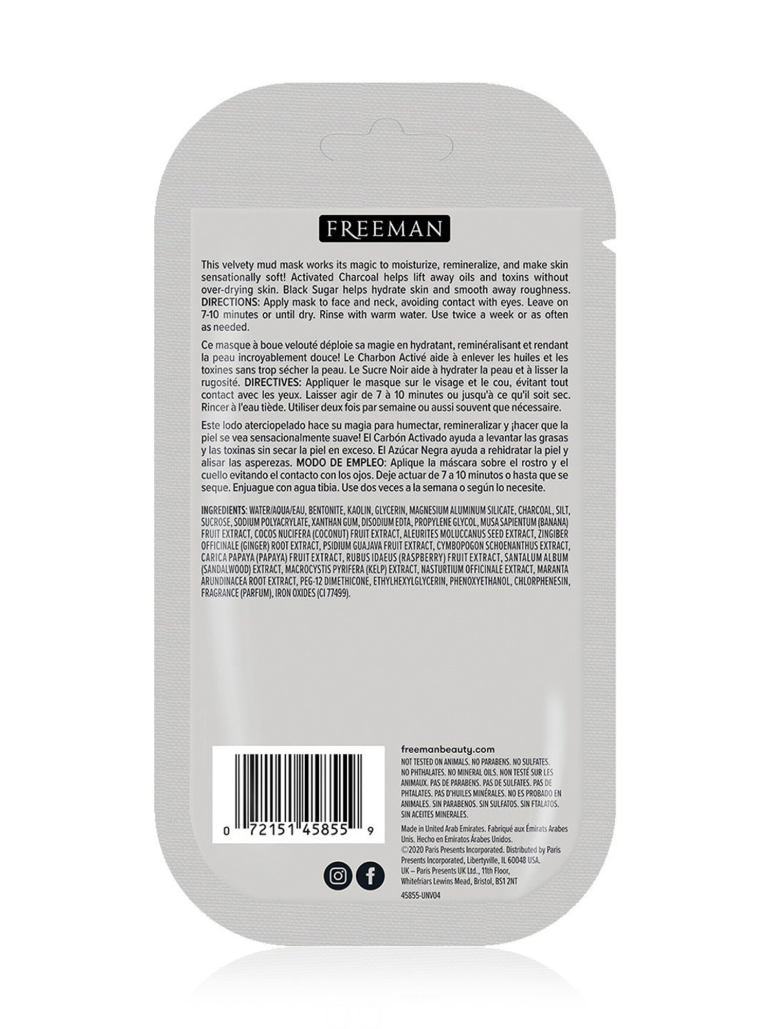 FREEMAN Charcoal + Black Sugar Deep Cleansing Mud Mask - 15 ml