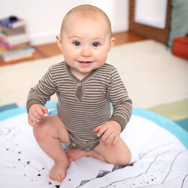 JumpOff Jo - Round Baby Floor Mat for Tummy Time, Play, and More, 36" Diameter - Mama Bear Blue