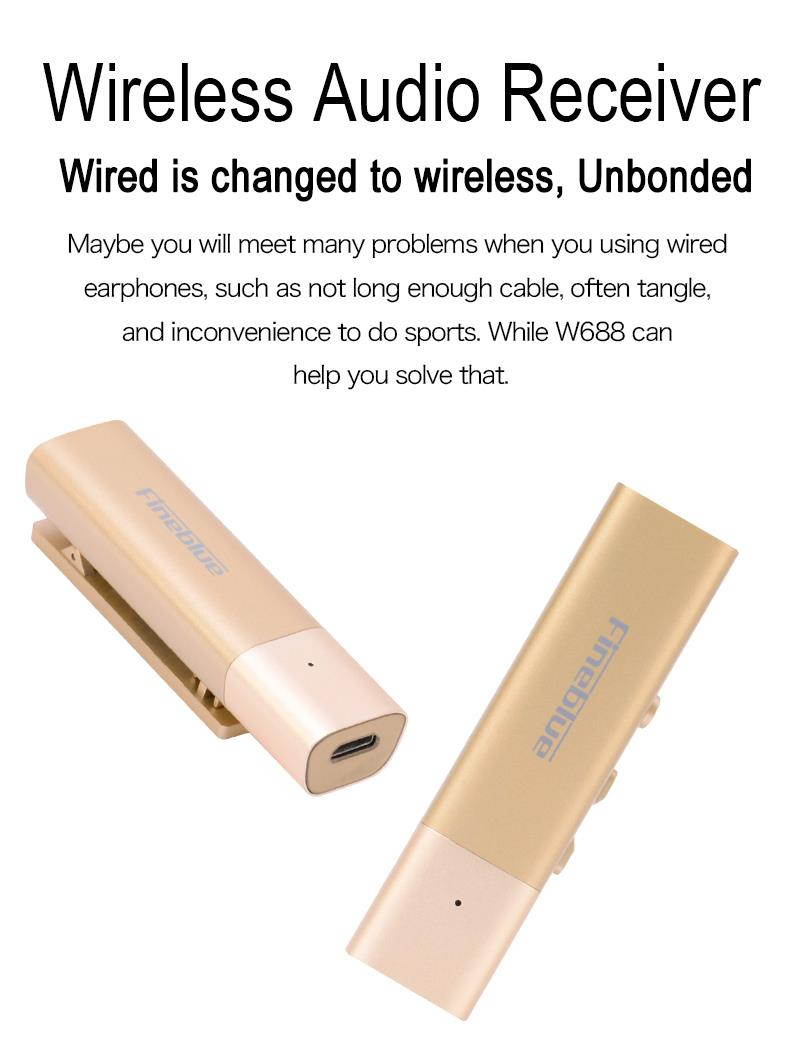 Newest Fineblue W688 Bluetooth Earphone Bluetooth 4.1 Universal Sport Wireless With Collar clip Sports Bluetooth Headset (Gold)