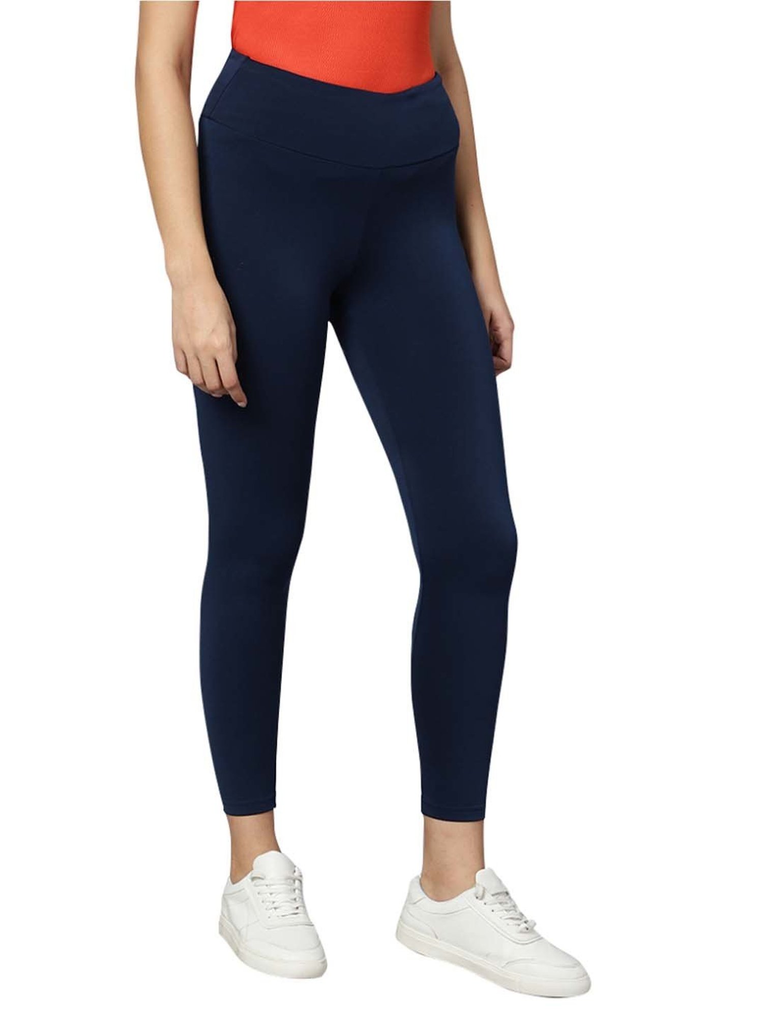 Omtex Black & Navy Mid Rise Sports Tights - Pack Of 3