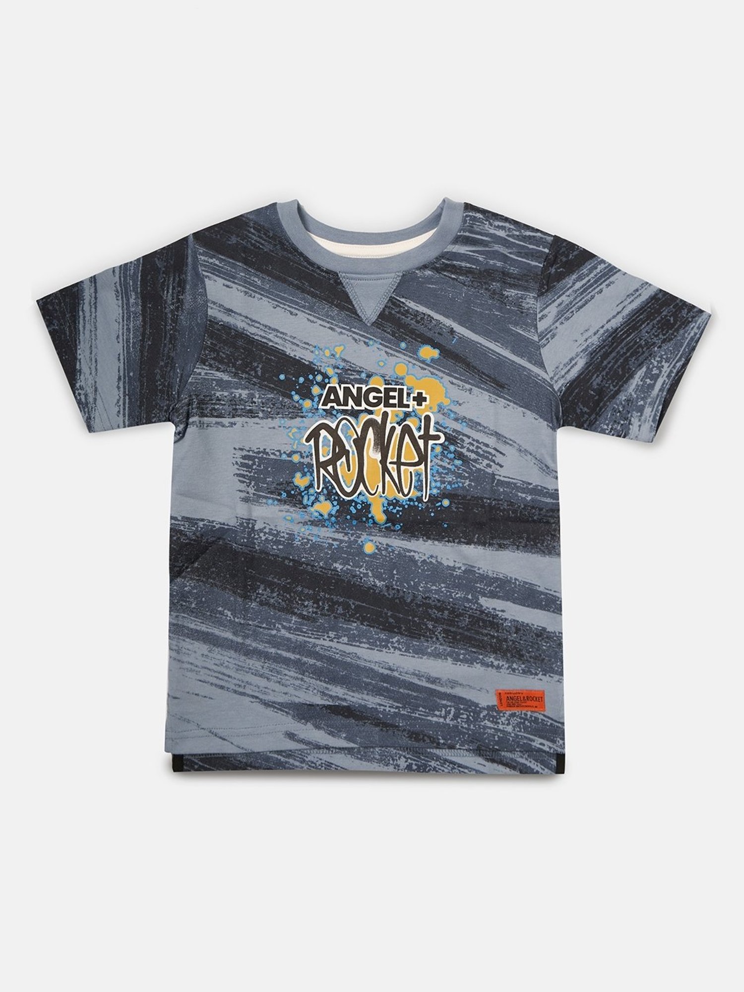 Angel & Rocket Kids Blue Cotton Printed T-Shirt