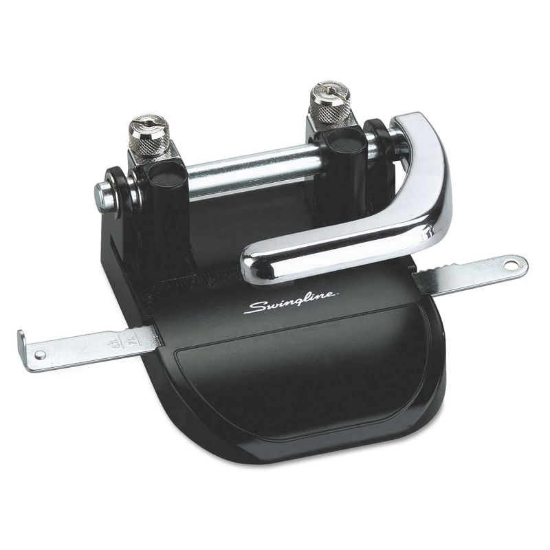 Swingline 40-Sheet Heavy-Duty Steel Two-Hole Punch 1/4" Holes Steel Black/Chrome 74060