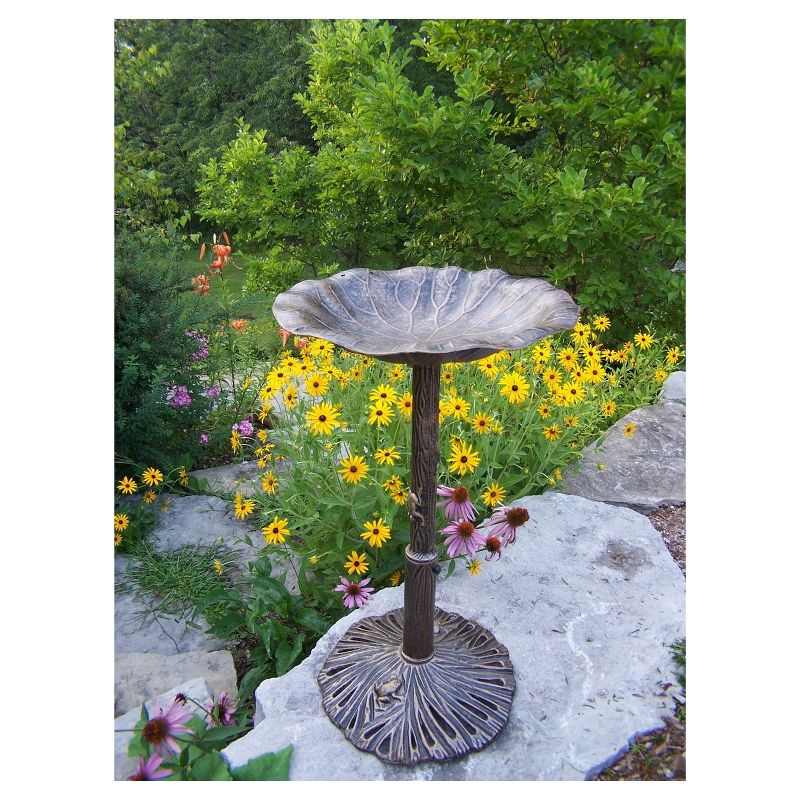 32" Lily Birdbath - Antique Bronze