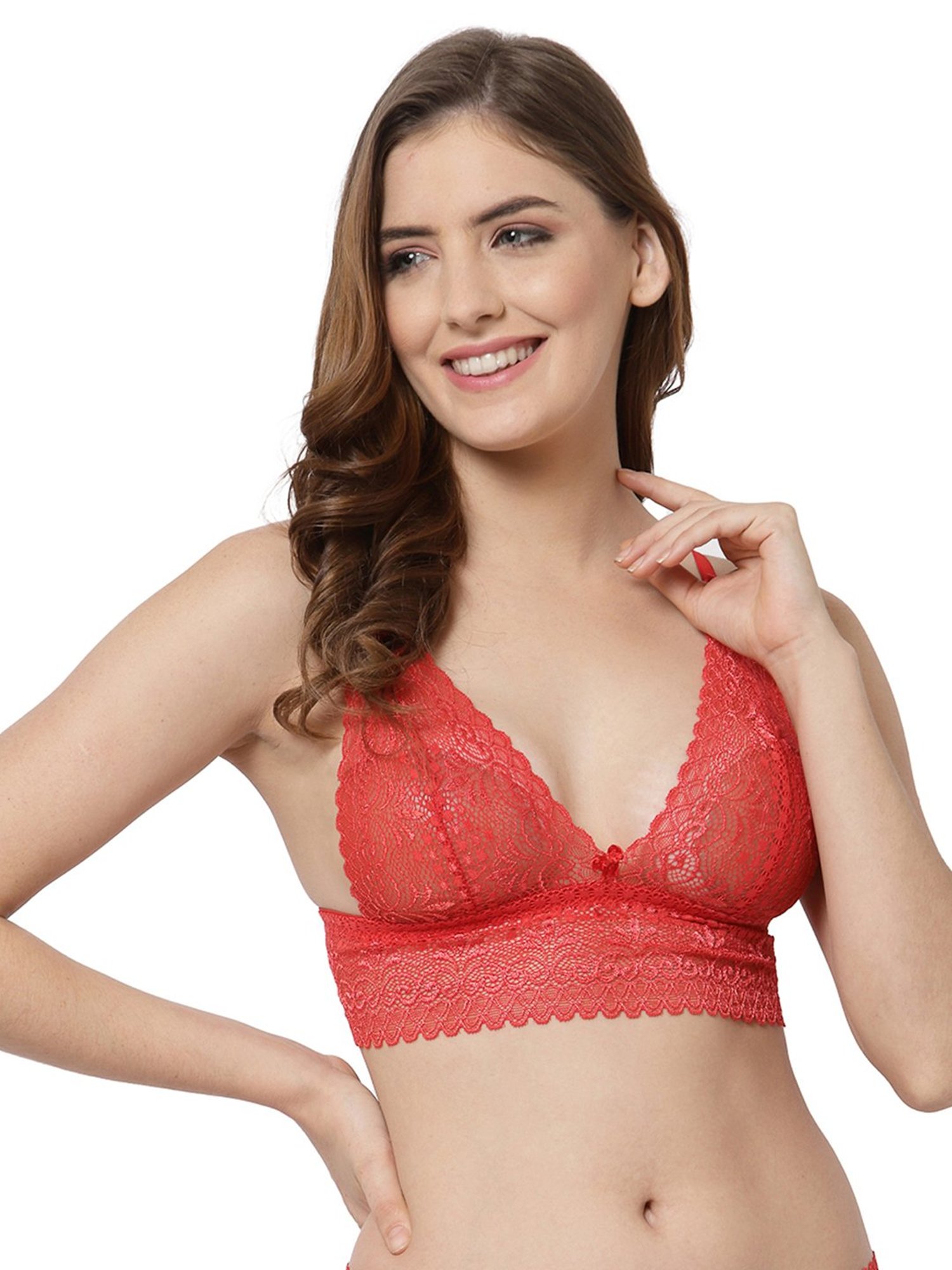 Cukoo Red Lace Full Coverage Non-Padded Bralette
