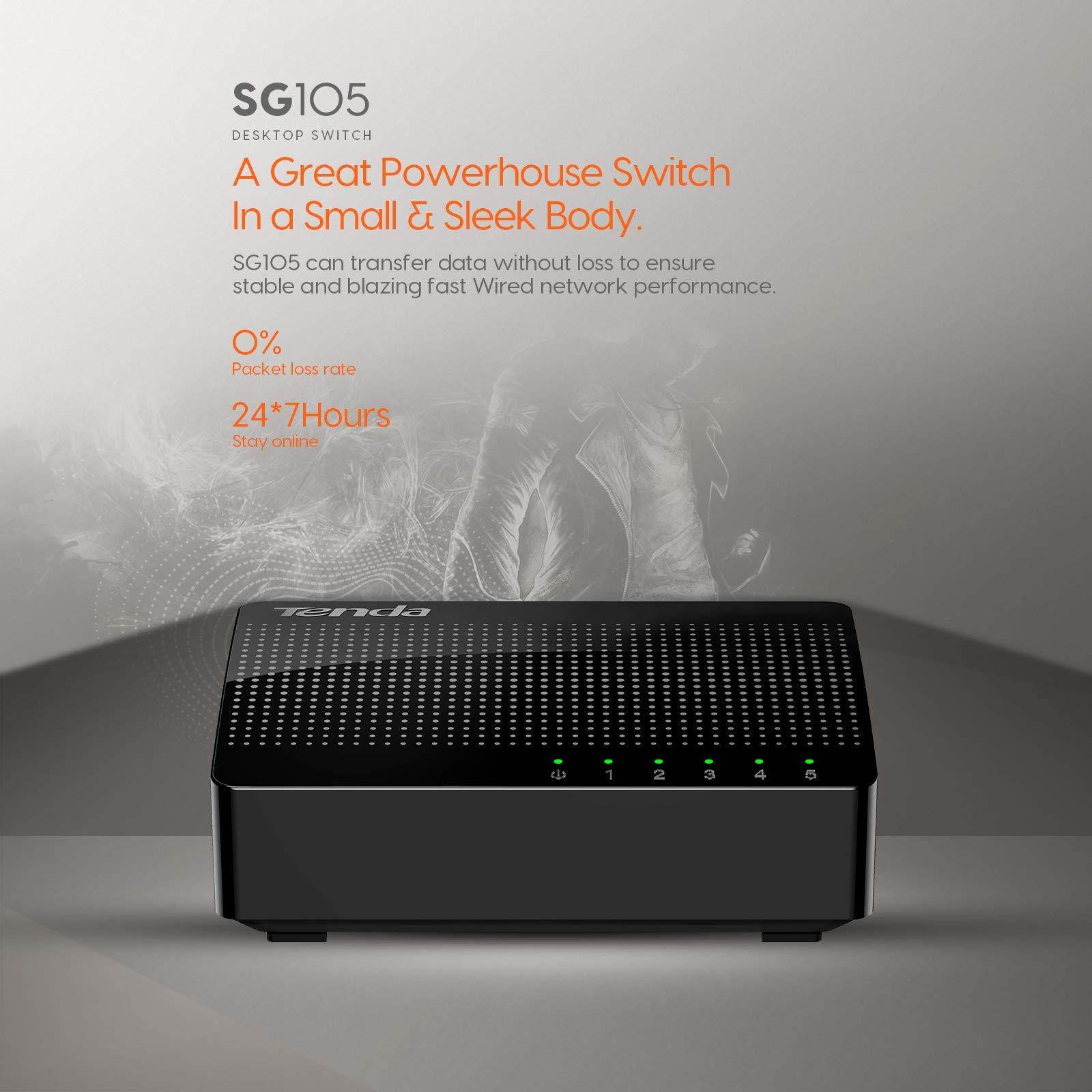 Tenda Network SG105 5-Port 10/100/1000 Gigabit Desktop Switch