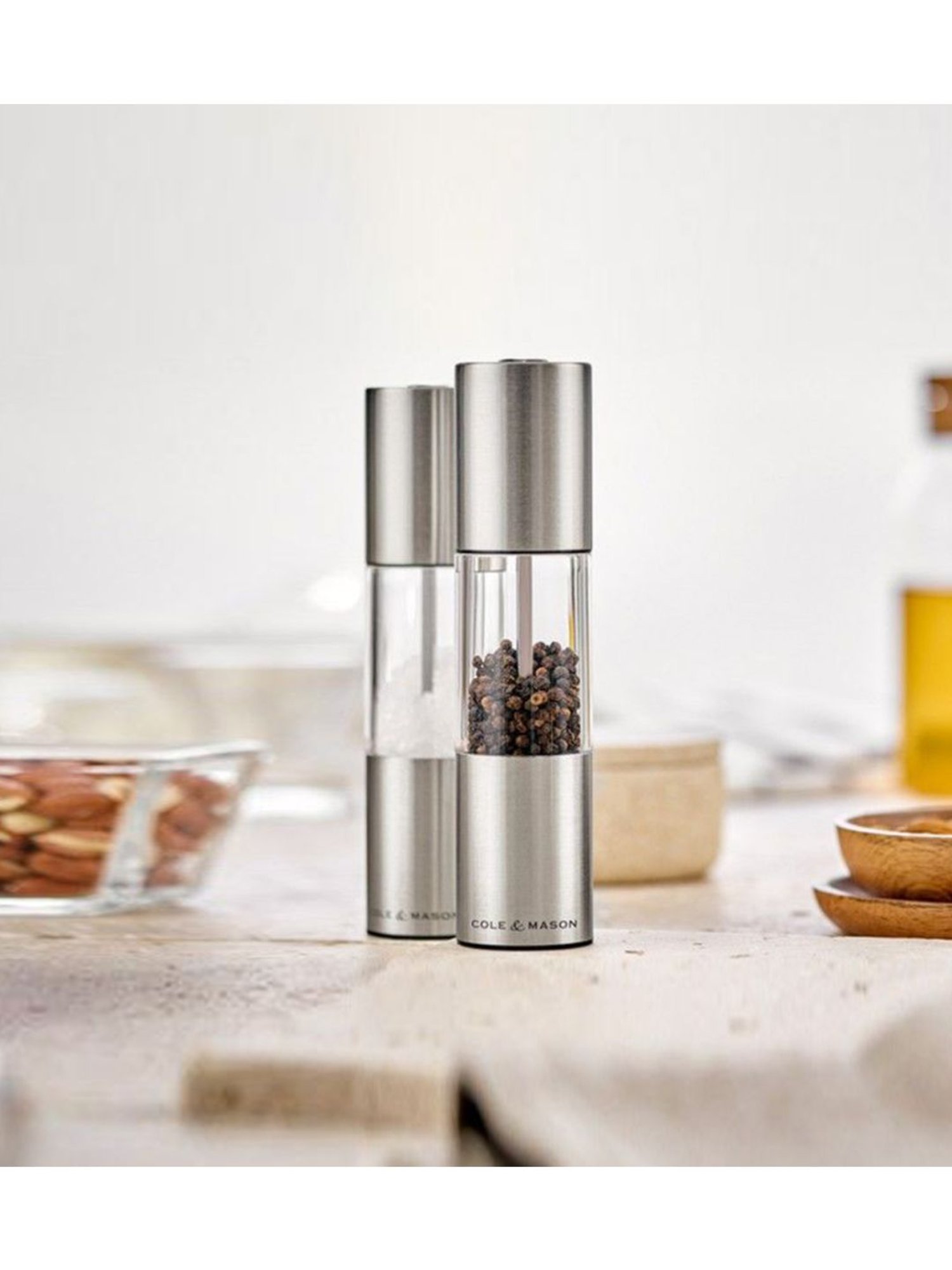 COLE & MASON Transparent Stainless Steel Salt & Pepper Mill