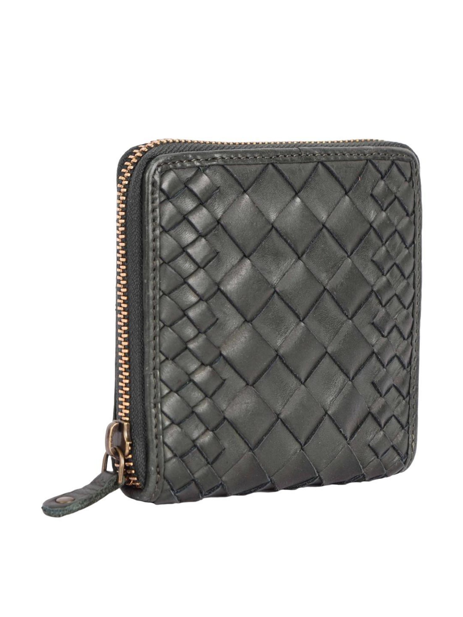 KOMPANERO MARQUIS Green Textured Zip Around Wallet for Women