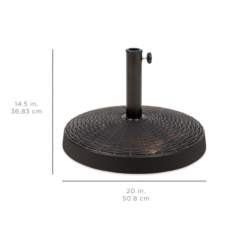Best Choice Products 55lb Round Wicker Style Resin Patio Umbrella Base Stand w/ 1.75in Hole, Bronze Finish - Black