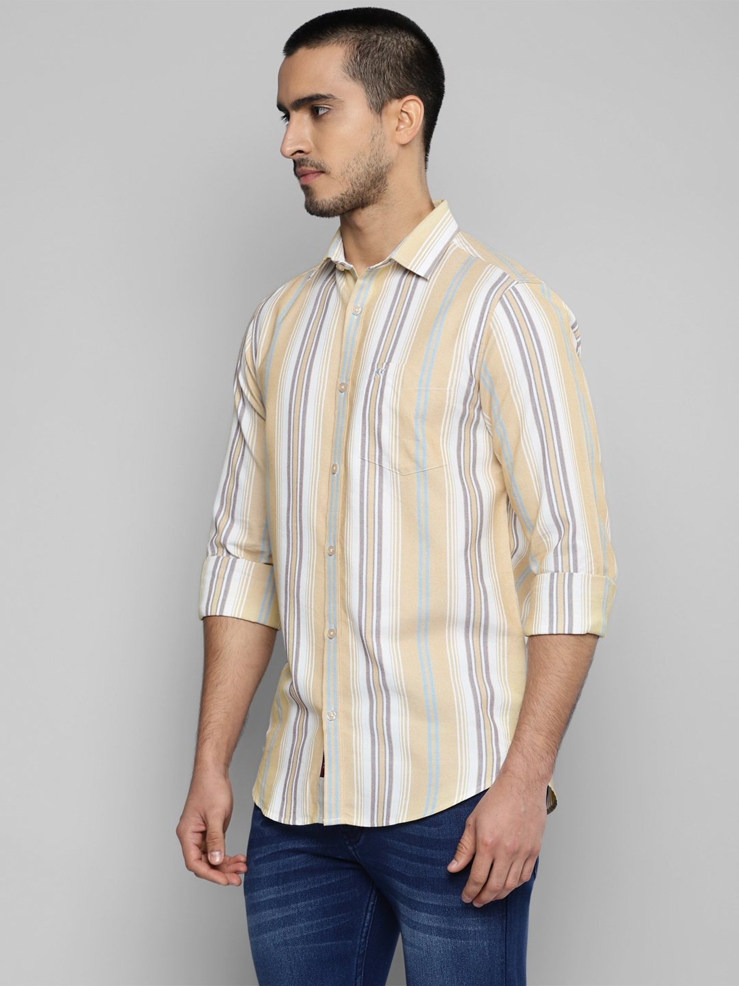 Allen cooper Multicolor Regular Fit Striped Cotton Shirt