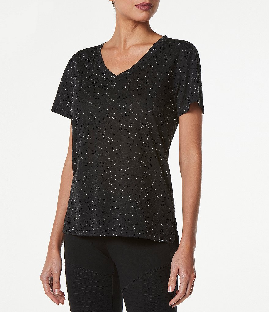 Marc New York Performance Speckle Jersey Short Sleeve V-Neck Boyfriend Tee