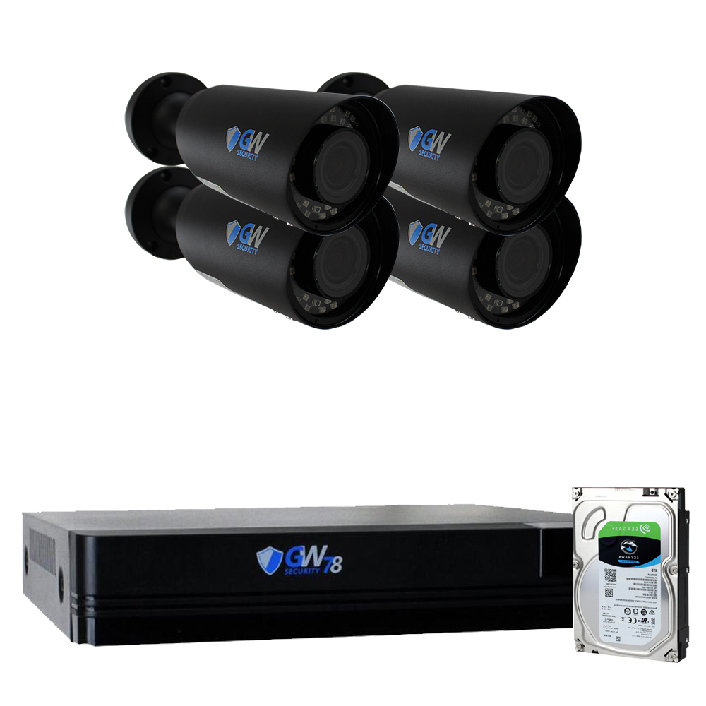 GW Security 8CH NVR 8MP H.265+ AI Face Recognition 4K IP PoE Surveillance Camera System with 4 4K 2.8-12mm Varifocal Zoom 2160p Outdoor Bullet Camera, 120ft IR Night Vision, 2TB Hard Drive