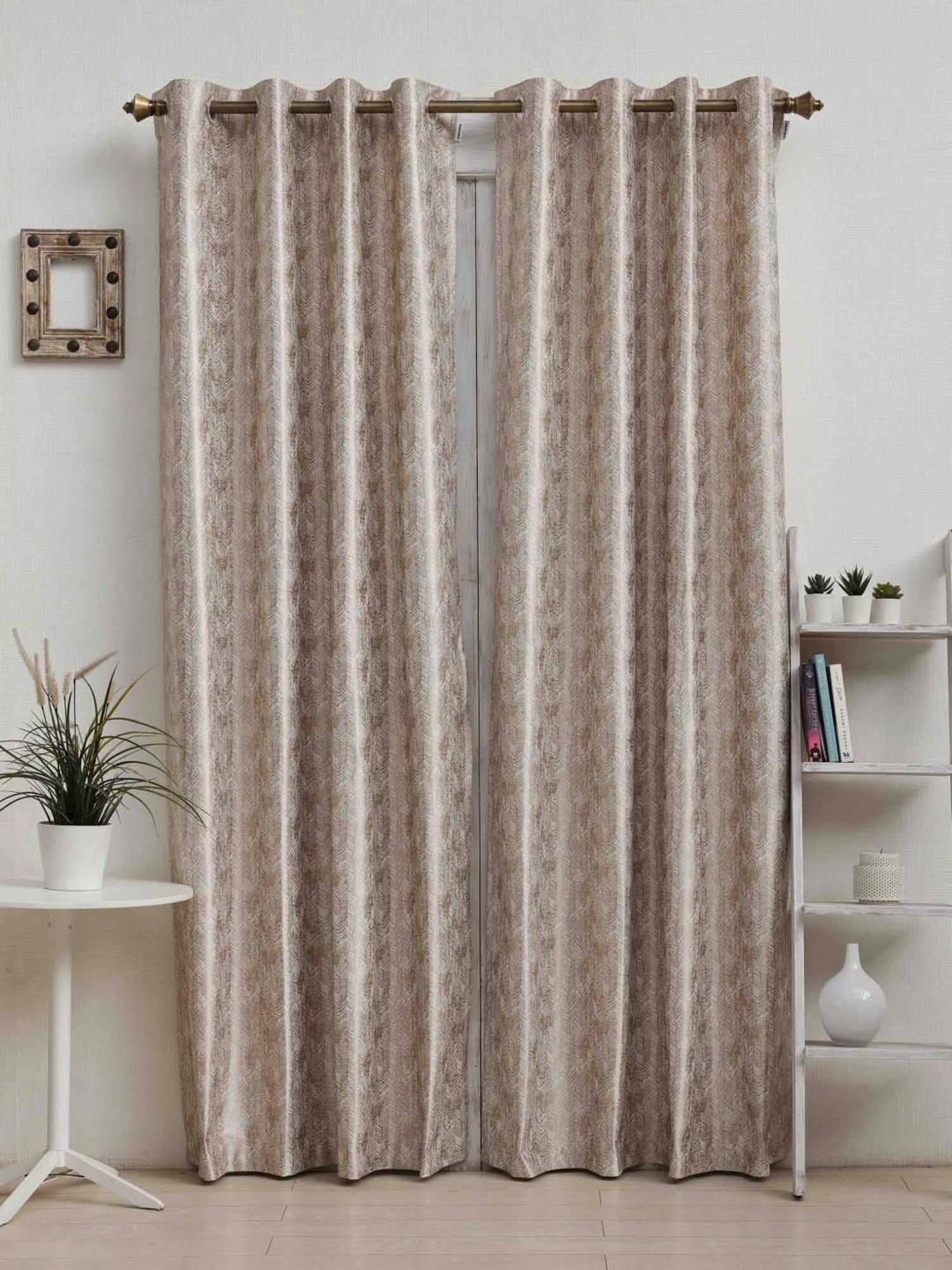 Ariana Wave Beige Polyester 5ft Window Eyelet Curtain