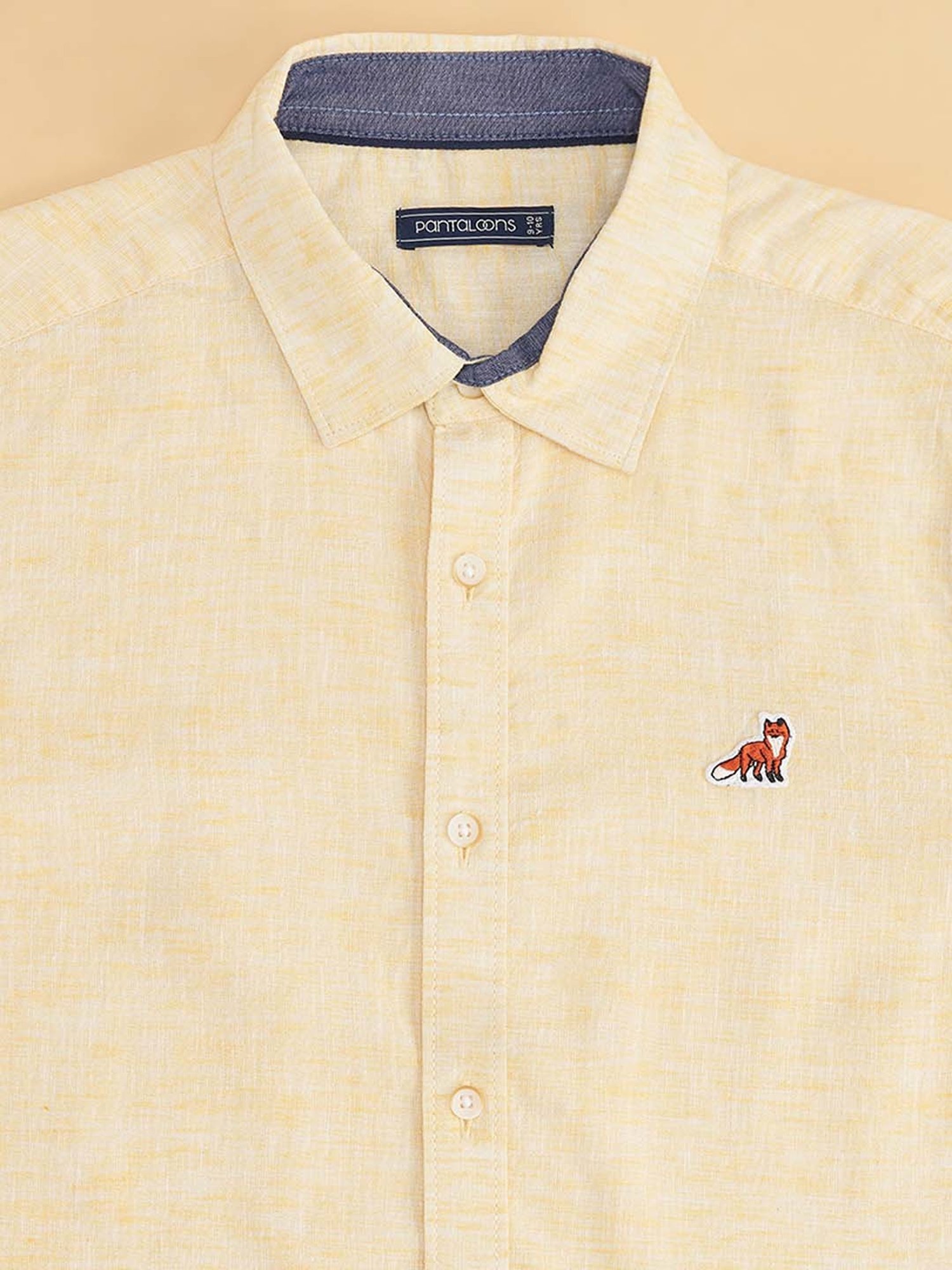 Pantaloons Junior Primrose Yellow Linen Printed Shirt
