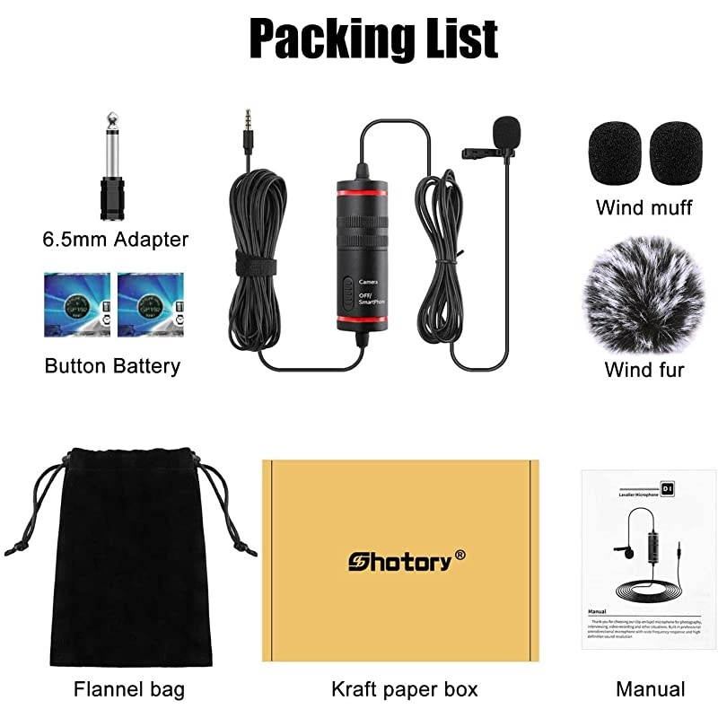 Microphone for iPhone, Camera, Metal Body Lapel Microphone, Professional Omnidirectional Lapel Mic, Video Recording for YouTube, Conference, Vlogging