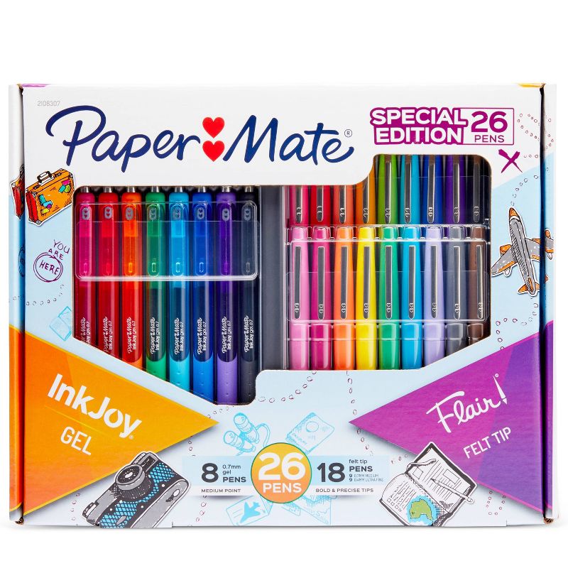 26ct Inkjoy Gel and Flair! Felt Tip Pens Combo Variety Pack - PaperMate