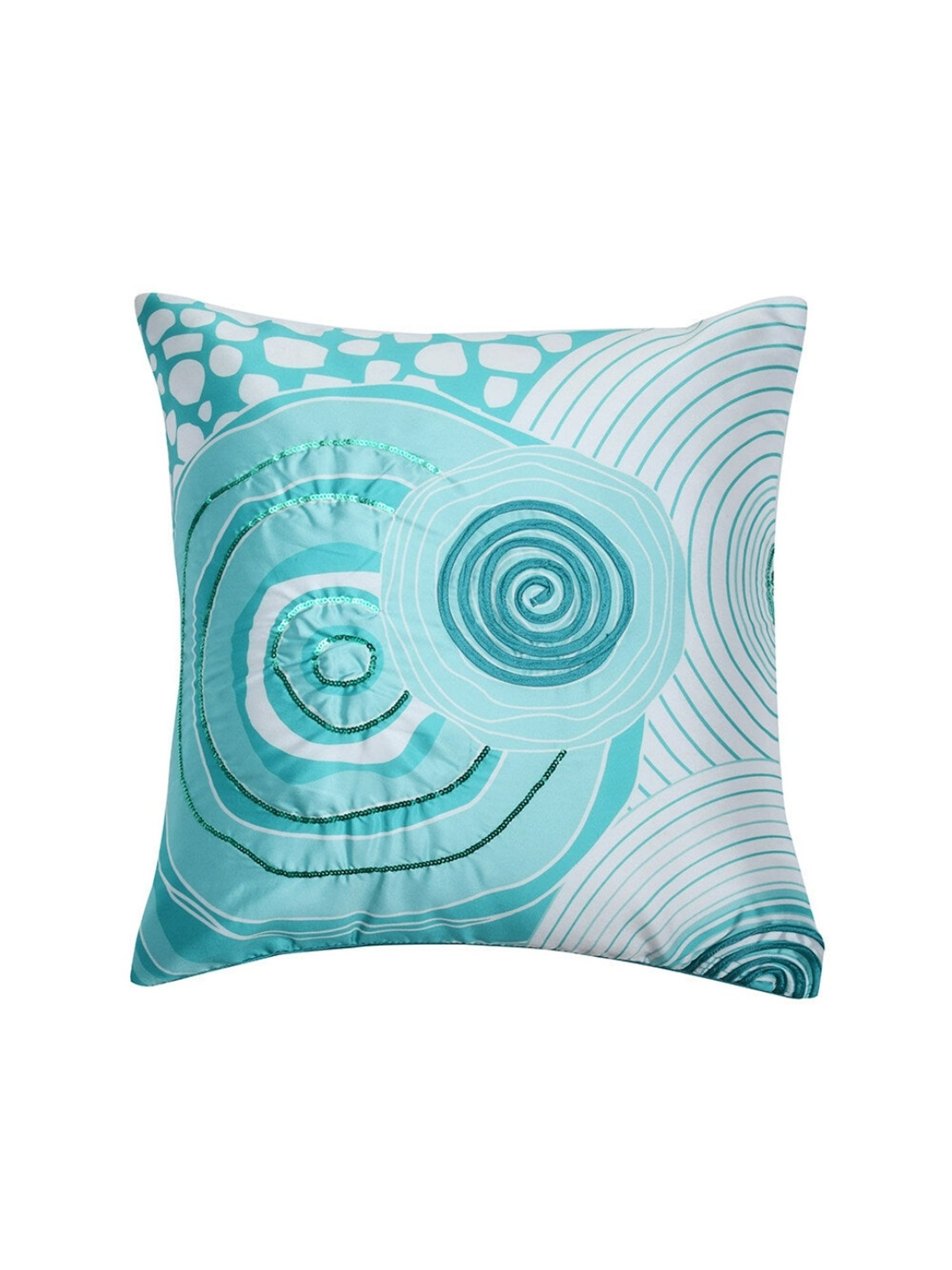 @home by Nilkamal Abstract Dupion Cushion Cover|Pack of 1|16 x 16 inches|White & Blue