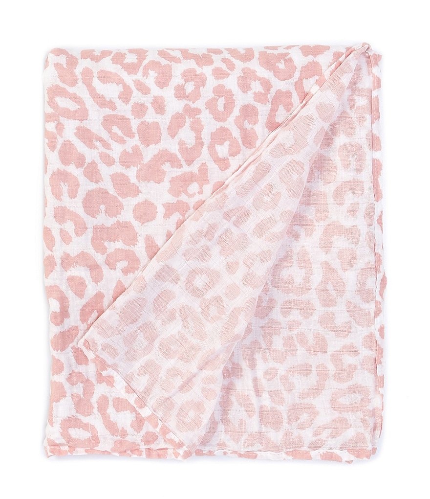 Mud Pie Baby Girls Leopard Print Muslin Swaddle Blanket