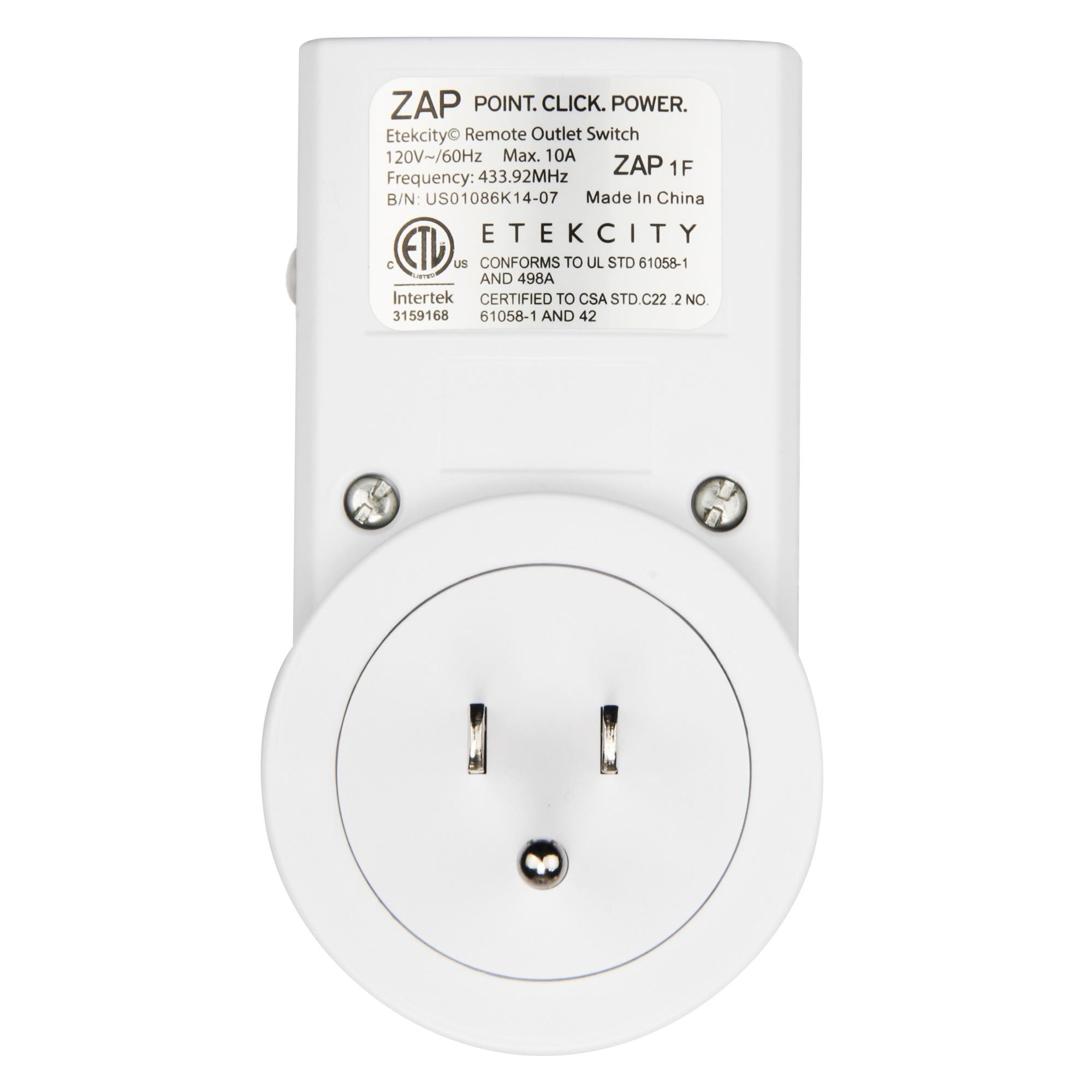 Etekcity BH9938U-5-2 5 Pack Self Learning Wireless Remote Control AC Electrical Power Outlet Switch with Two Remotes