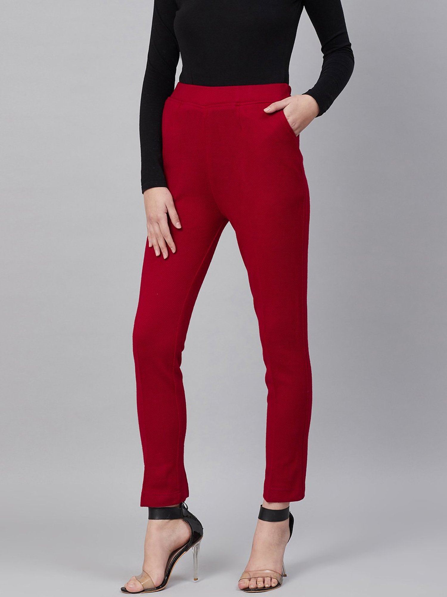 Cayman Red Mid Rise Pants