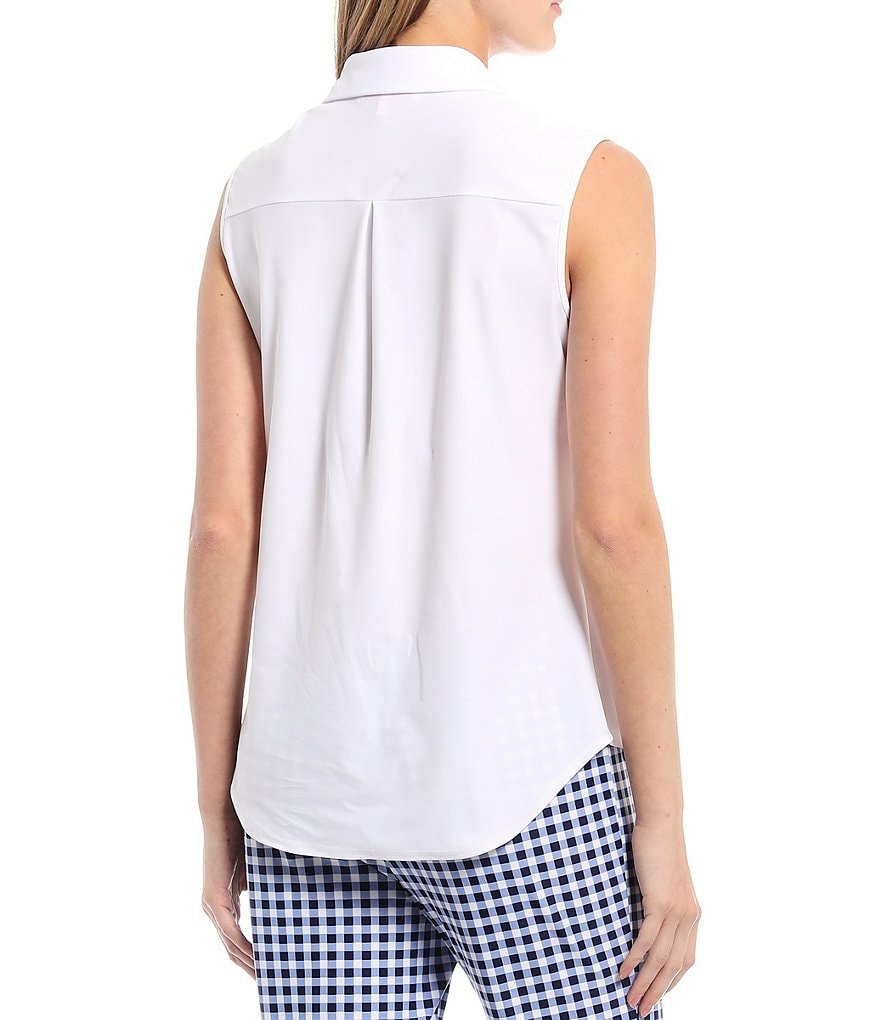 Jude Connally Kim In Jude Cloth Point Collar Neck Sleeveless Button Front Shirt