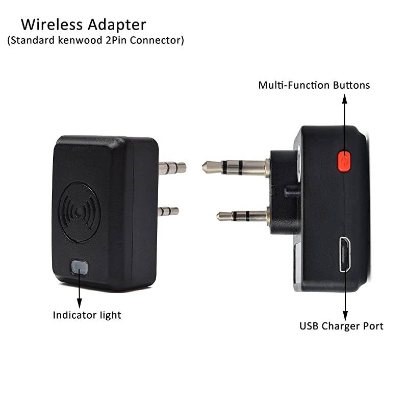 Walkie Talkies Bluetooth Wireless Mic 2 Pin Shoulder Speaker Mic for Baofeng UV-5R 5RA 5RB 5RC Kenwood TK-2400 Retevis RT21 RT22 RT27 Two-Way Radio