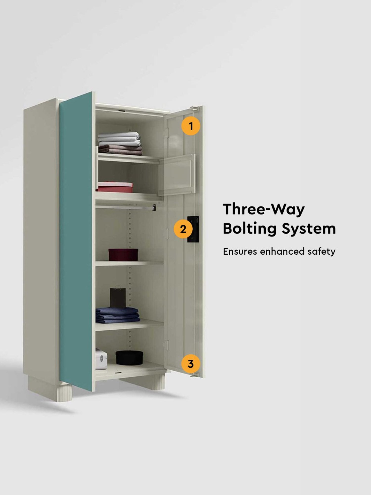 Godrej Interio Storwel  M2 2-Door Steel Almirah, Spring Blue (1-Year Warranty, 1 Locker)