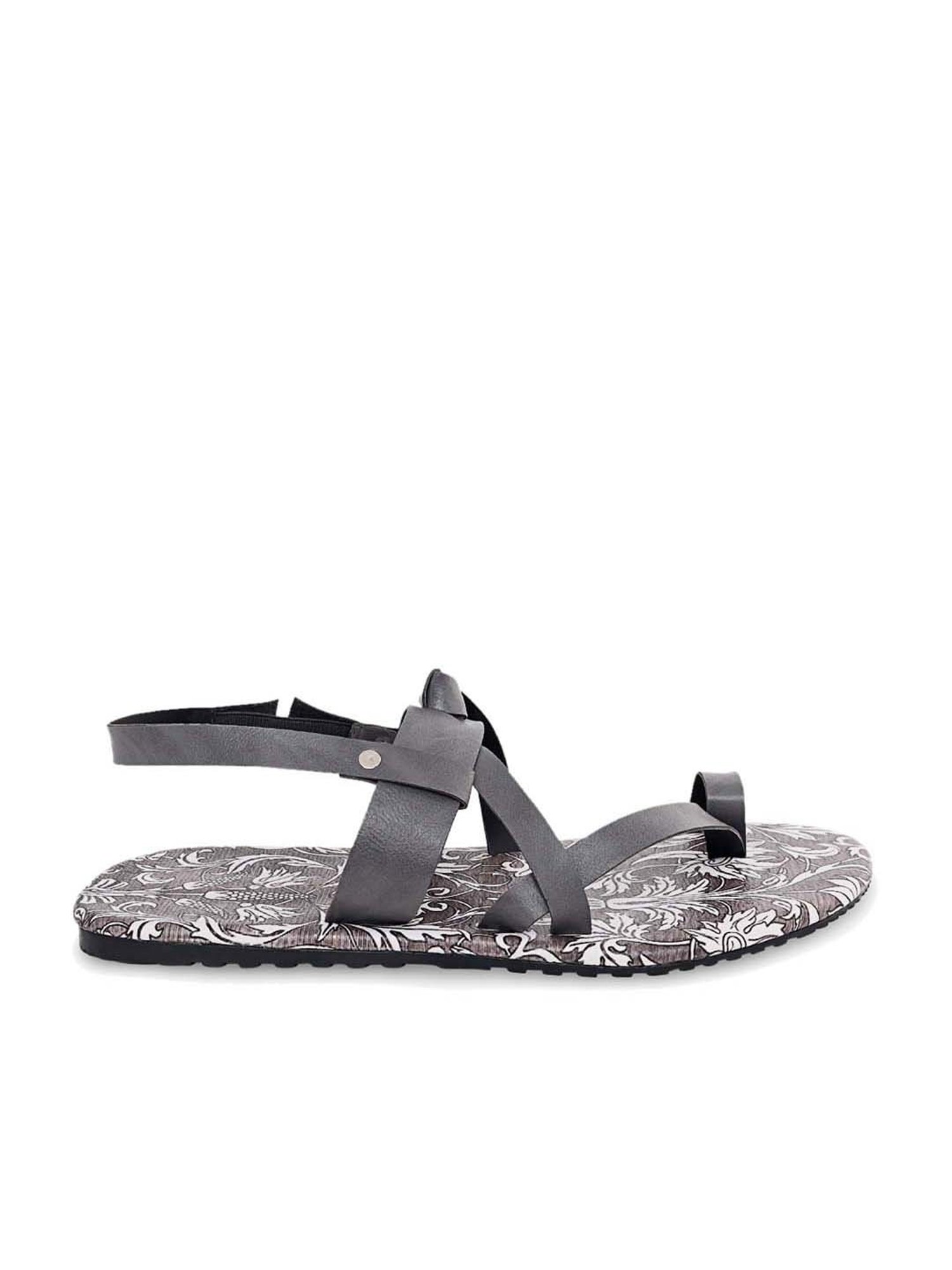 KANVAS Men's The Mystic Of The Mughals Grey Toe Ring Sandals