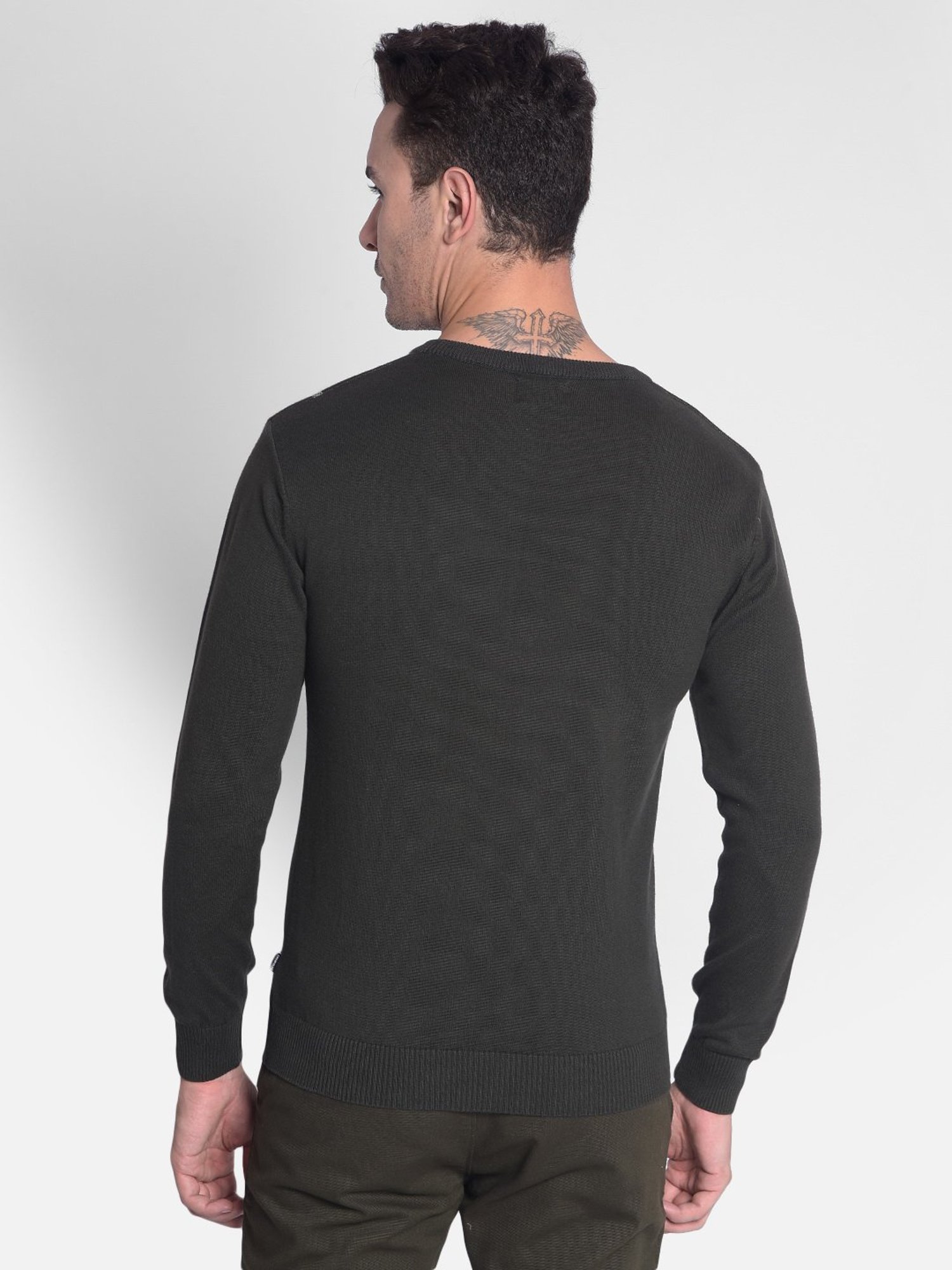 Crimsoune Club Olive Regular Fit Cotton Sweater