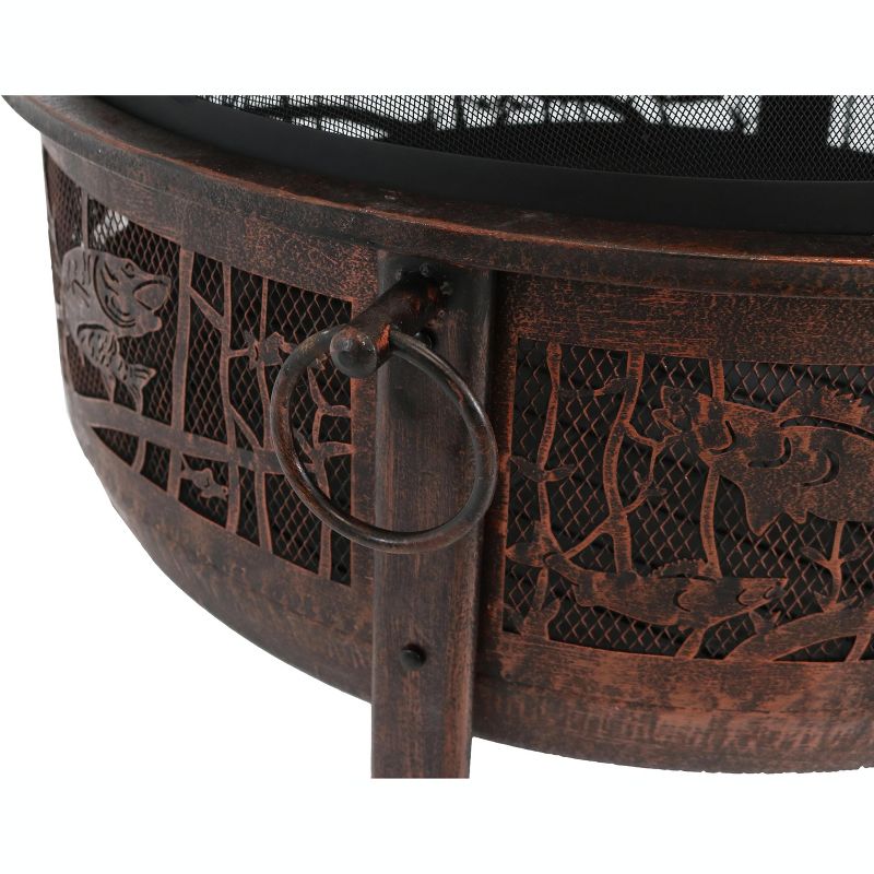 DeckMate 30371 Avondale Outdoor Backyard Patio Portable Steel Fire Bowl Fire Pit, Antiqued Copper Finish