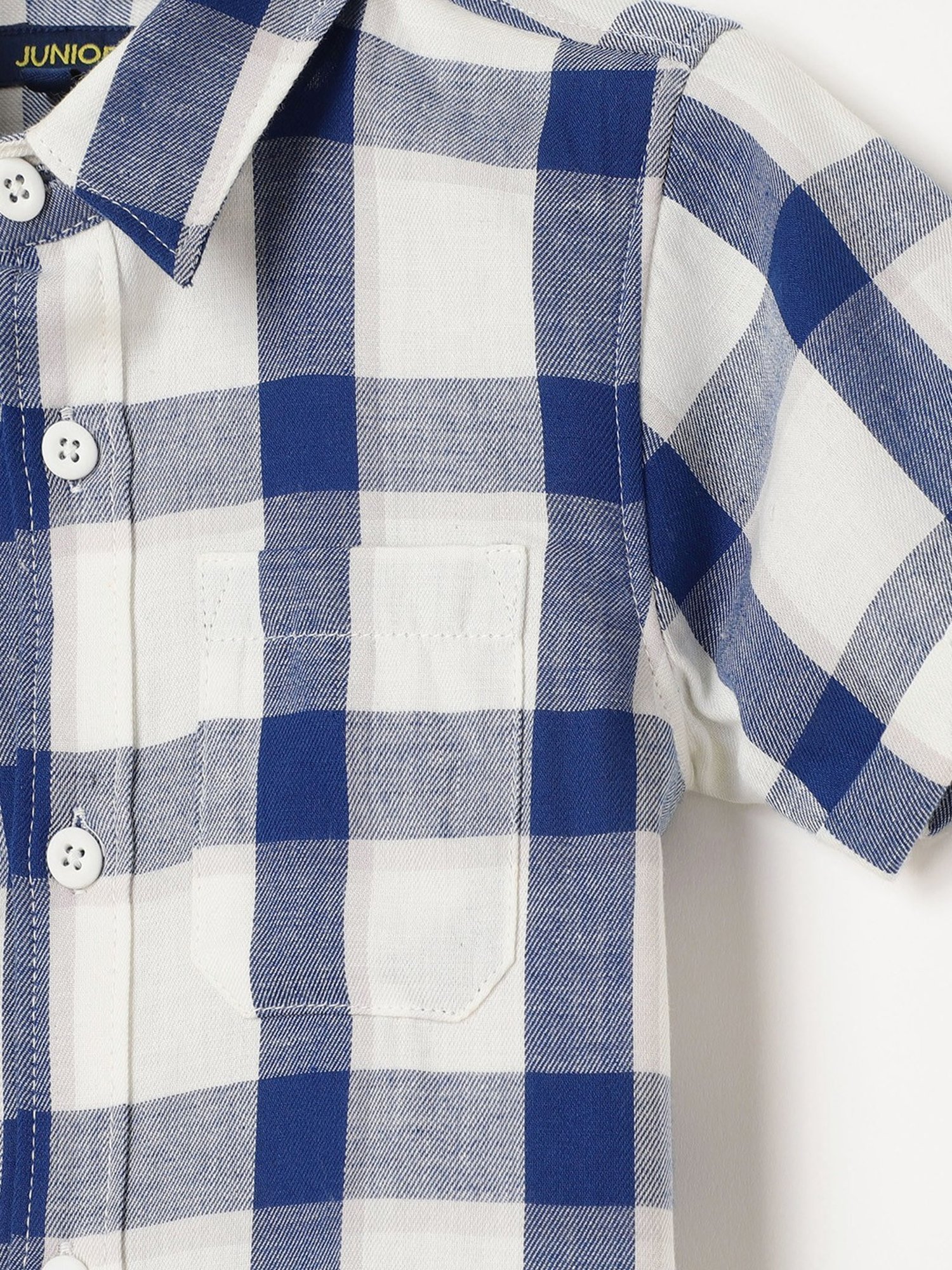 Juniors by Lifestyle Blue & White Cotton Chequered Shirt
