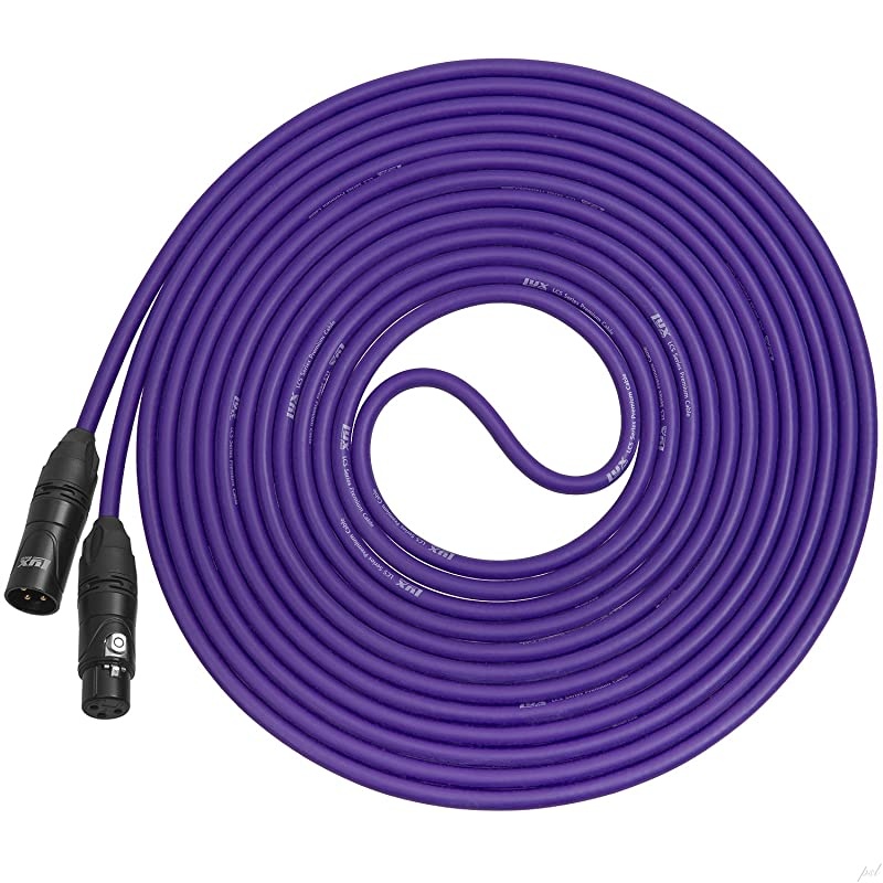 25 Feet XLR Microphone Cable Balanced Male to Female 3 Pin Mic Cord for Powered Speakers Audio Interface Professional Pro Audio Performance and Recording Devices Purple