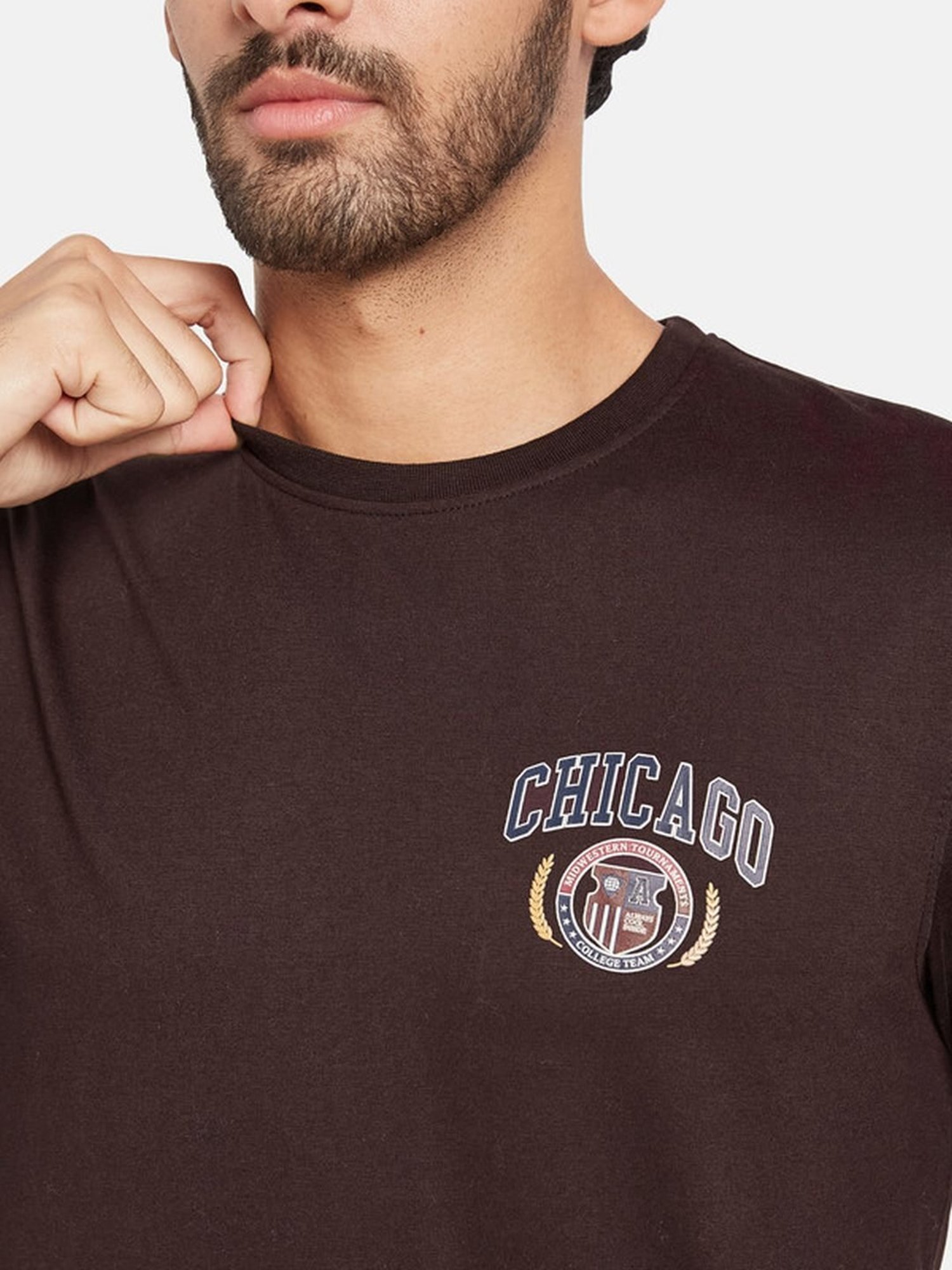 METTLE Blood Red Cotton Regular Fit T-Shirt