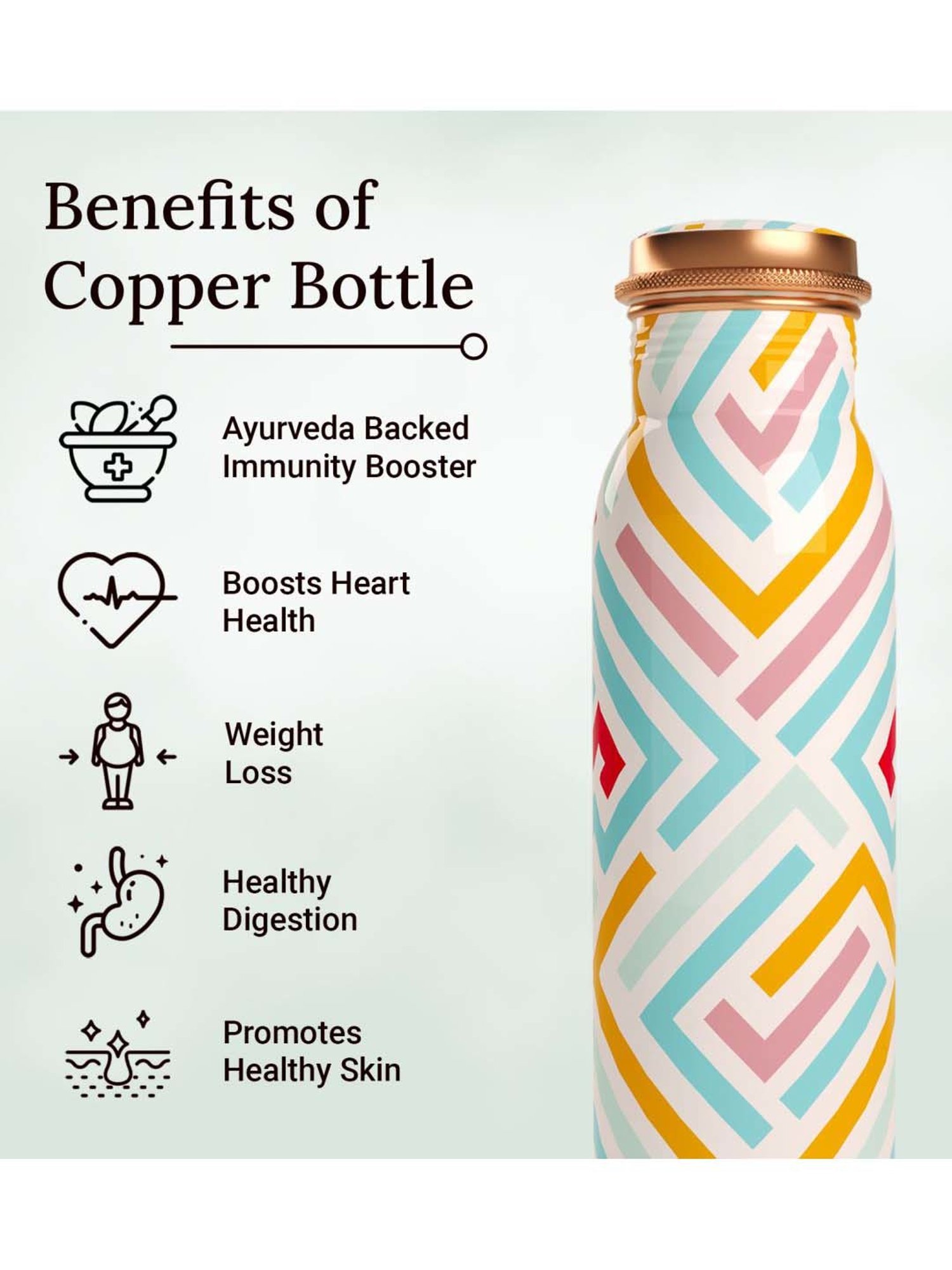 Everything Beautiful White & Yellow Copper Water Bottle - Standard (0.9 L)