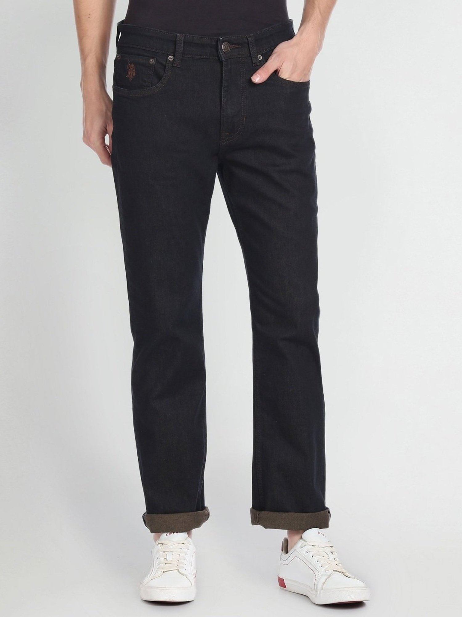 U.S. Polo Assn. Denim Co. Dark Blue Cotton Slim Straight Fit Jeans