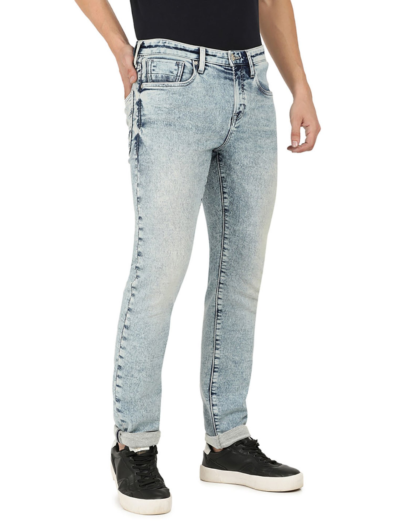 EVERBLUE Blue Comfort Slim Midrise Stretchable Jeans