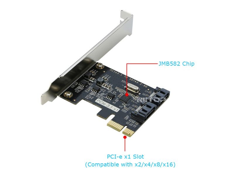 PCI Express SATA 3 Controller Card, RIITOP 2 Port SATA III 6Gbps PCI-e Internal Adapter Converter for Desktop PC Support SSD and HDD