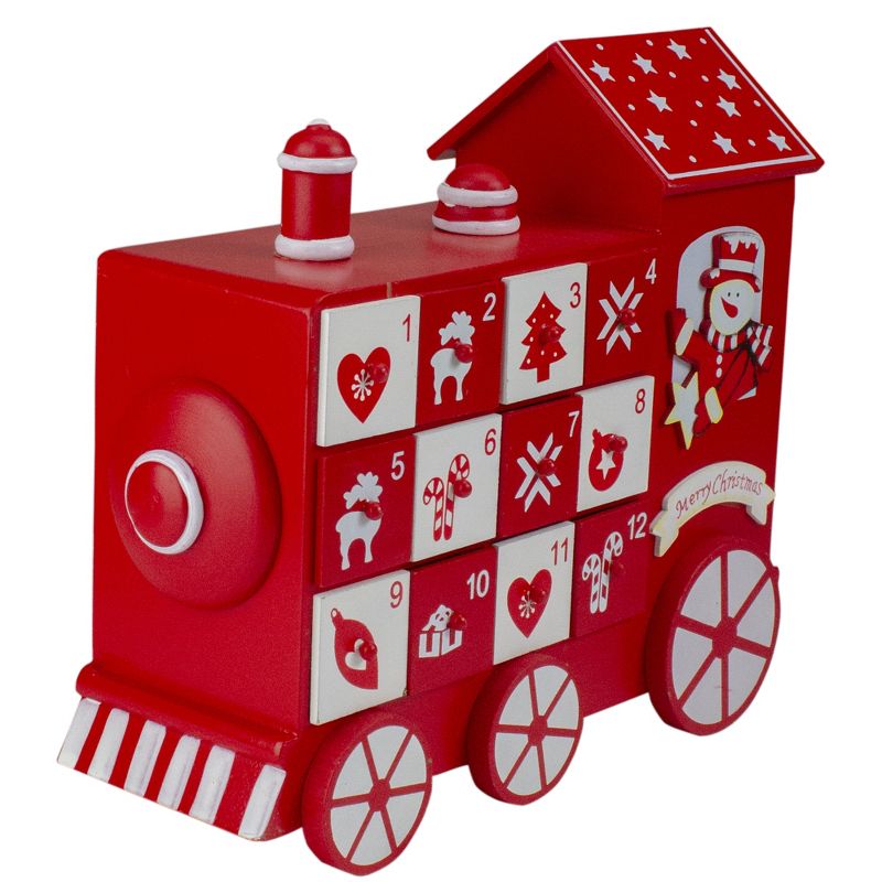 Kaemingk 10.5" Red and White Vintage Advent Calendar Train Christmas Decor
