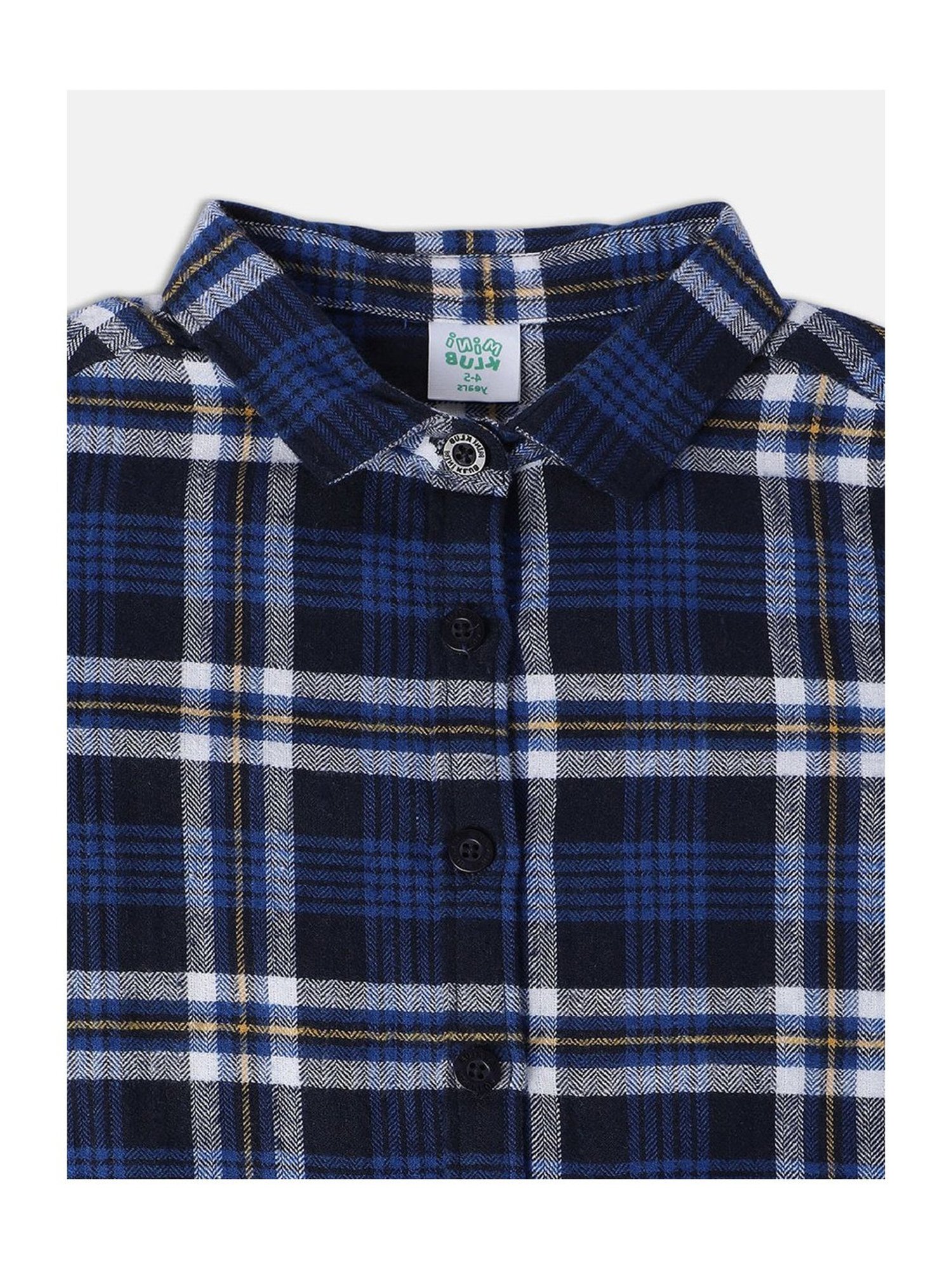MINIKLUB Kids Blue Checks Full Sleeves Shirt