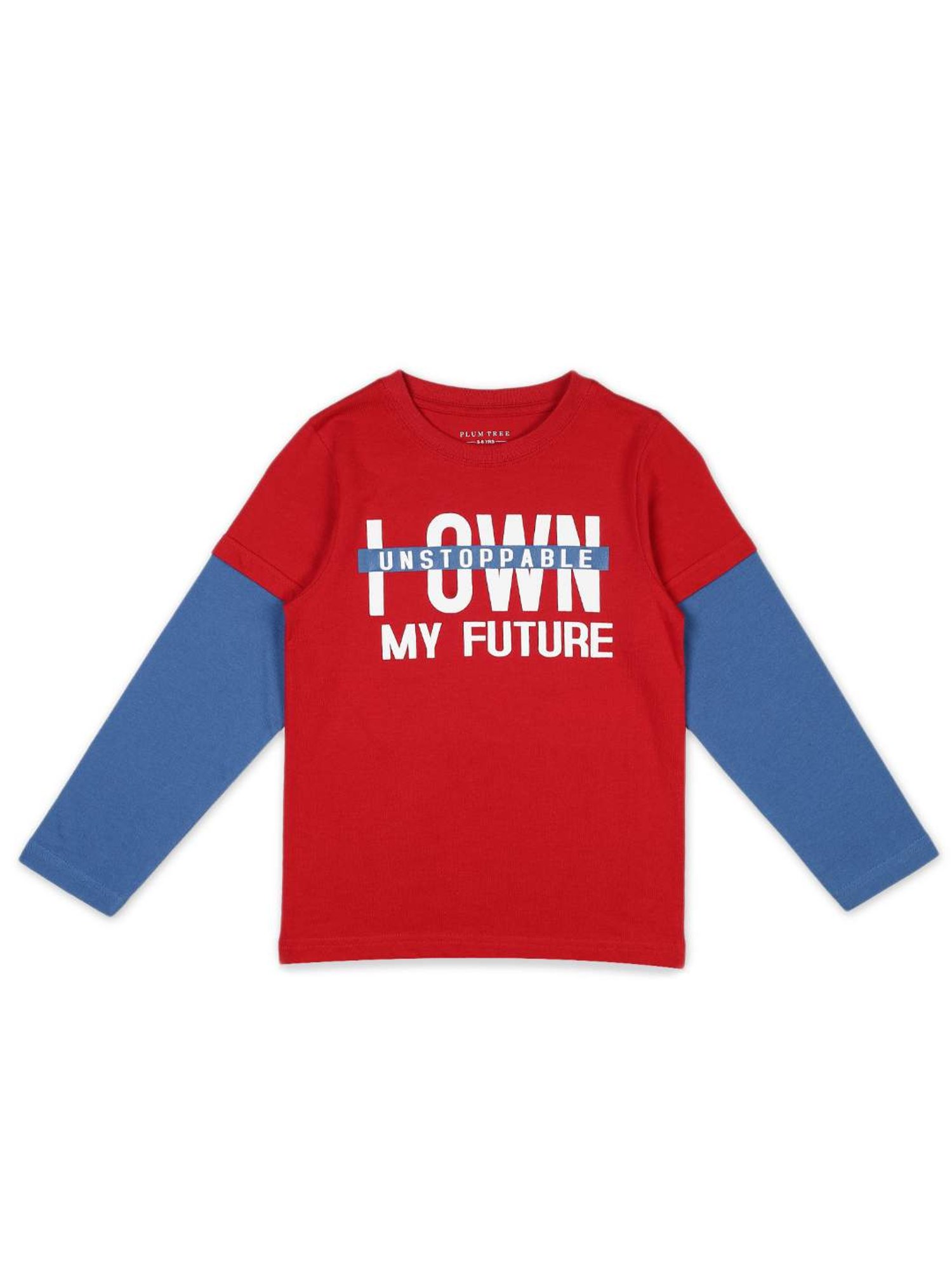 Plum Tree Boys White & Red Printed T-Shirts