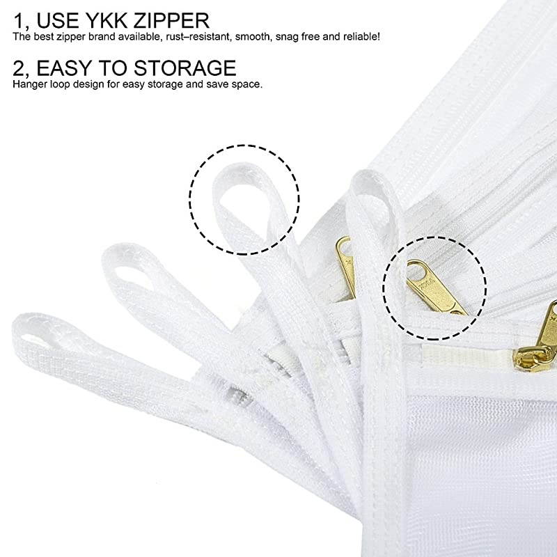 Delicates Laundry Bags Bra Fine Mesh Wash Bag for Underwear Lingerie Bra Pantyhose Socks Use YKK Zipper Have Hanger Loops Small Openings White 3 Small