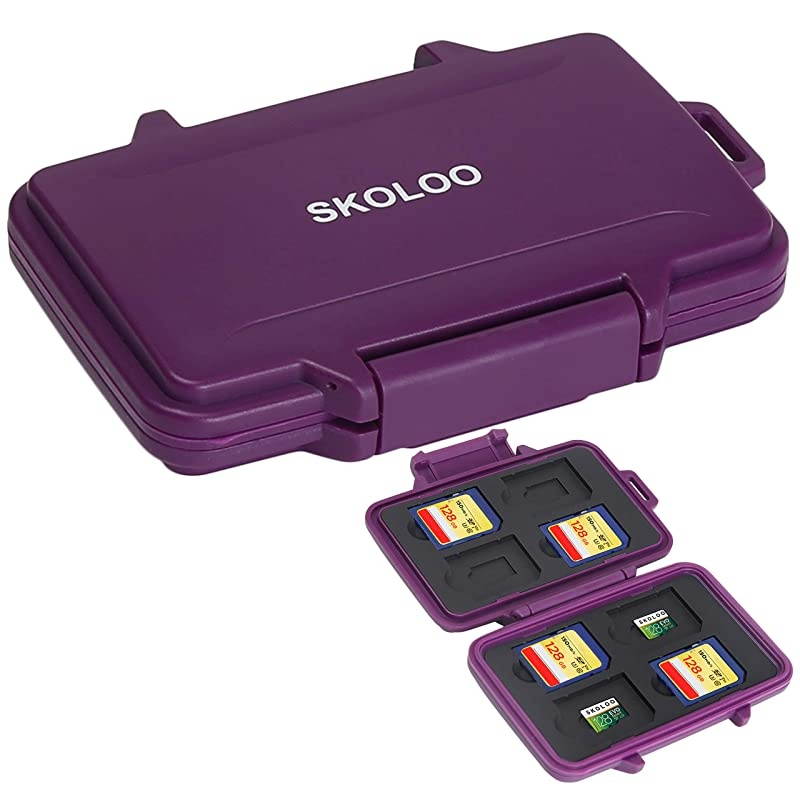 SD Card Holder Case Hunter  Weatherproof Micro SD Card Case Small Cute SD Card Storage Container Purple