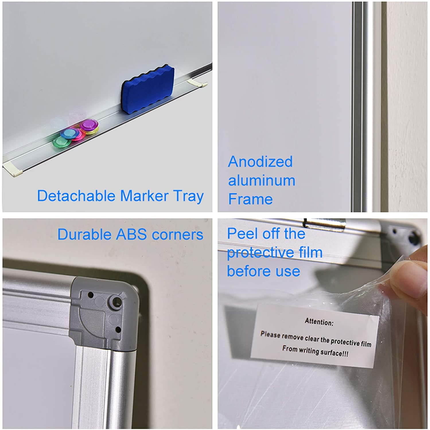 Magnetic White Board 24 x 18 Dry Erase Board Wall Hanging Whiteboard with 3 Dry Erase Pens, 1 Dry Eraser