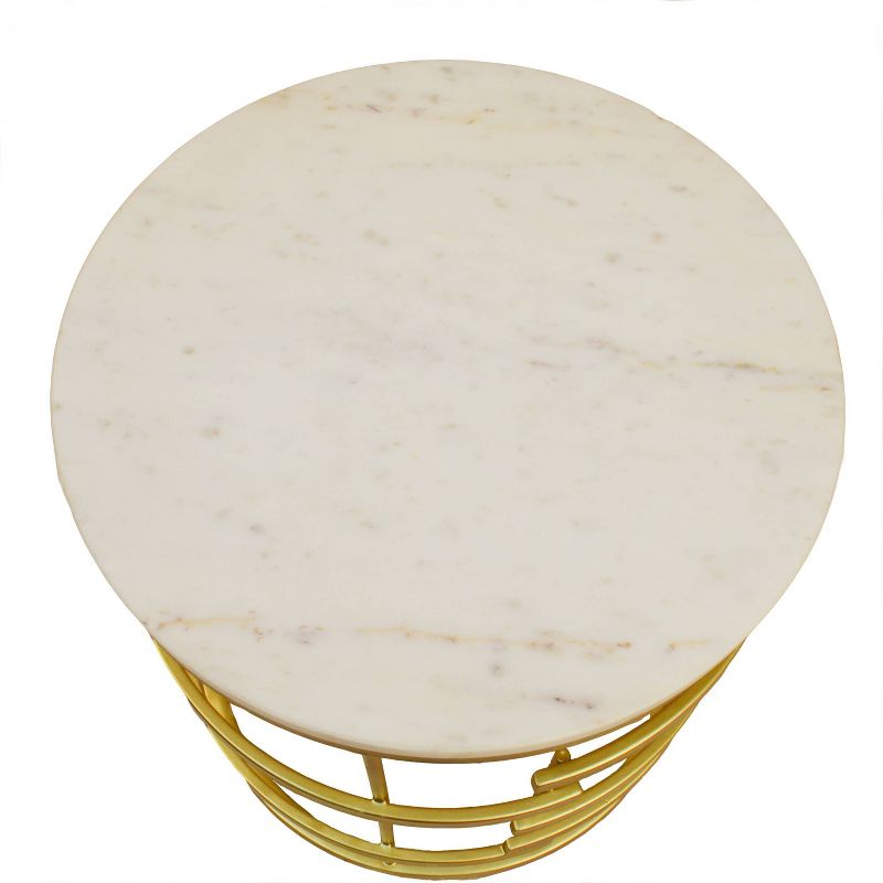 Hollyn Round Accent Table White/Gold - Carolina Chair & Table