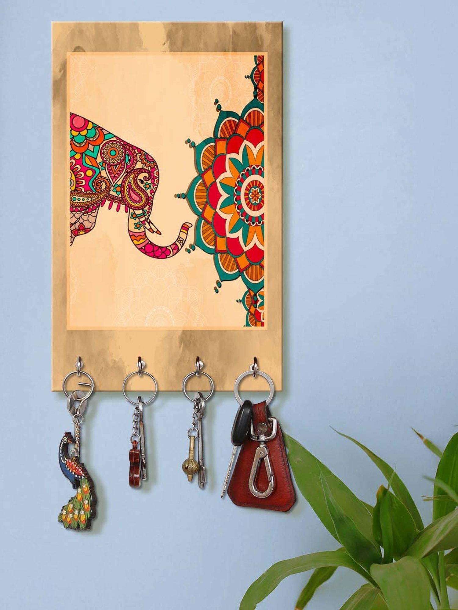 Art Street Black Mdf Jharokha Jali Square Hanging Ornaments Wall Art - Set of 4