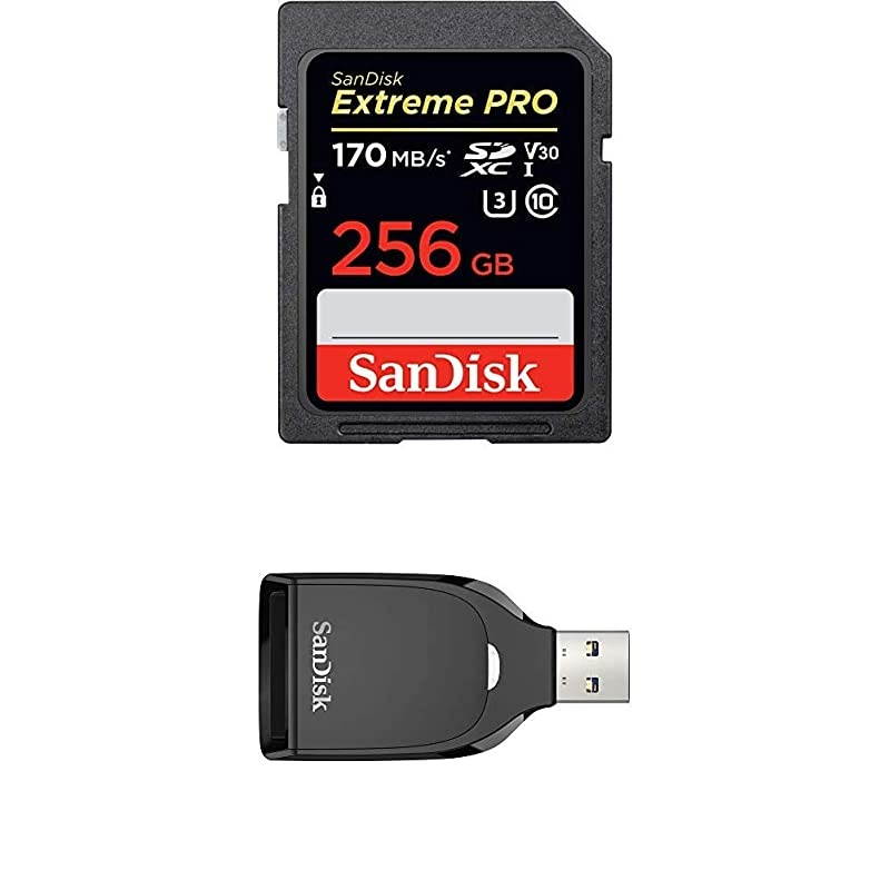 256GB Extreme PRO SDXC UHSI Card with  SD UHSI Card Reader